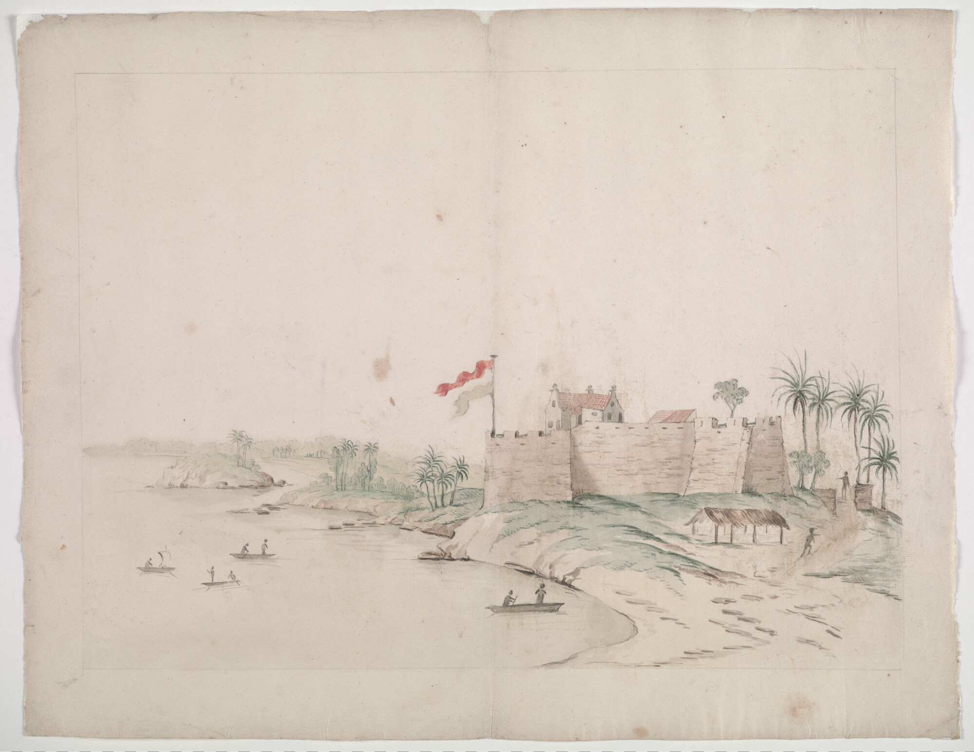 2004.5210; Nederlands fort aan de kust van West-Afrika; tekening