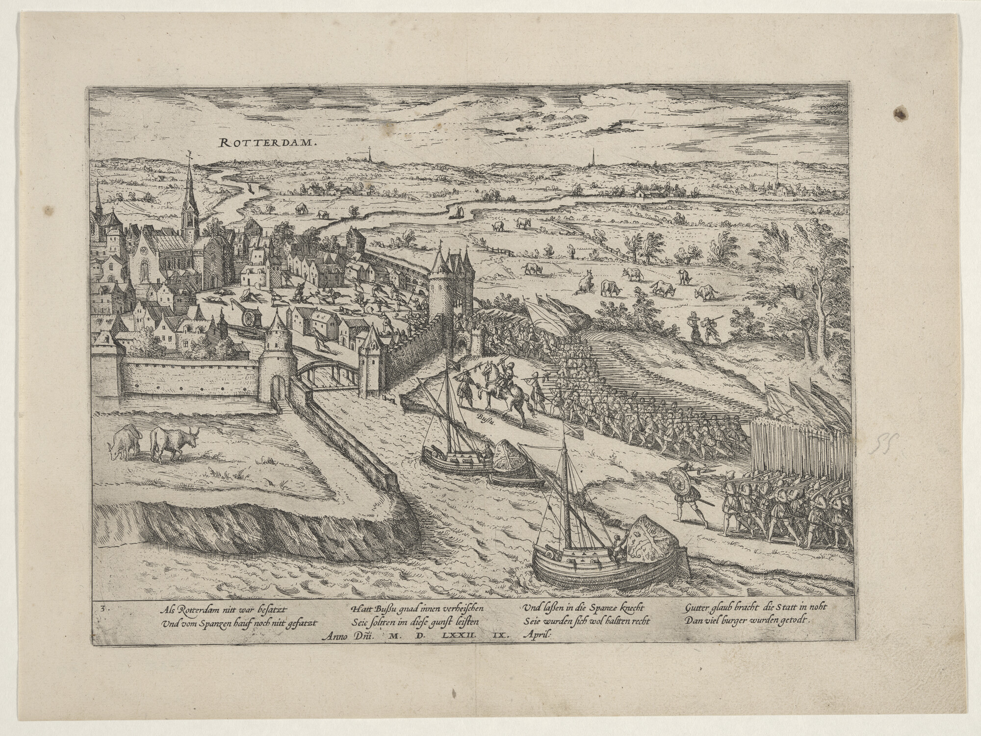 A.0145(027)118; Bossu woedt in Rotterdam, 9 april 1572; prent