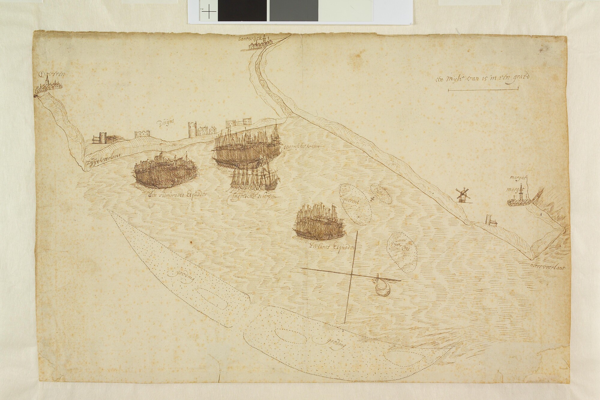 A.0145(192); Overzicht van de schepen in de Slag bij Duins, 1639; tekening