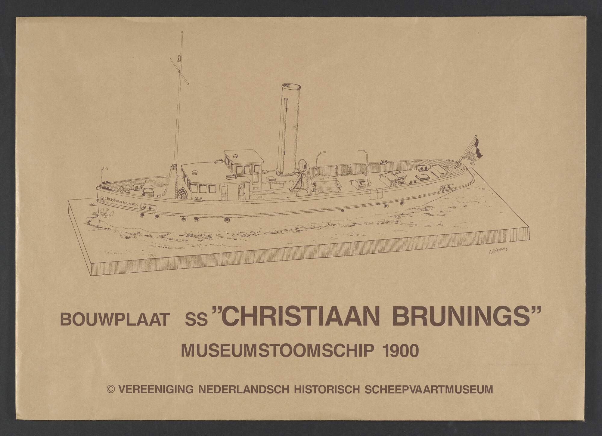 2018.0635; Bouwplaat voor een papieren model van ss. Christaan Brunings; bouwplaat