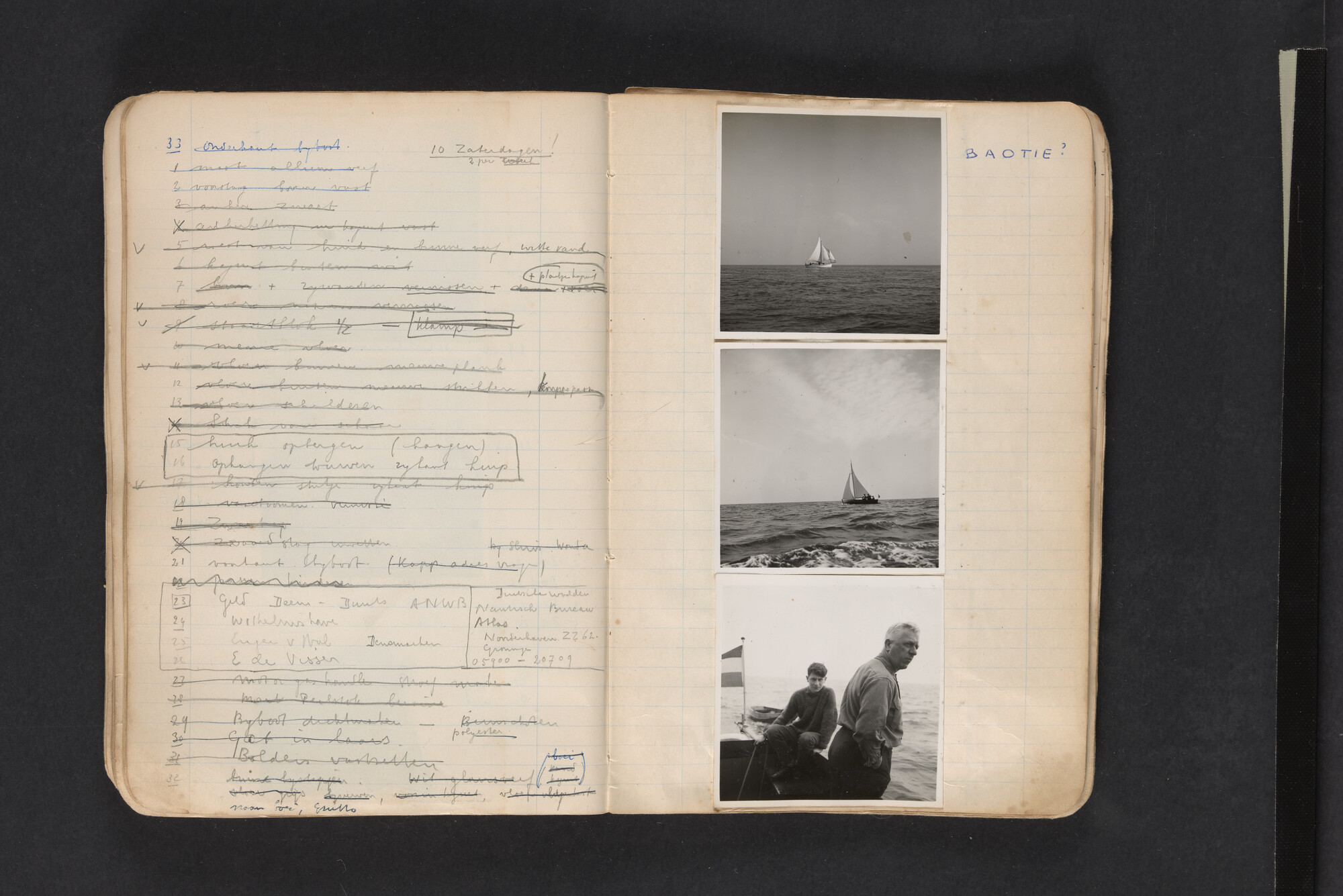 2017.0794; Logboek c.q. fotoalbum van reizen met zeeschouw Grutto in Nederland, 1961-1962; logboek