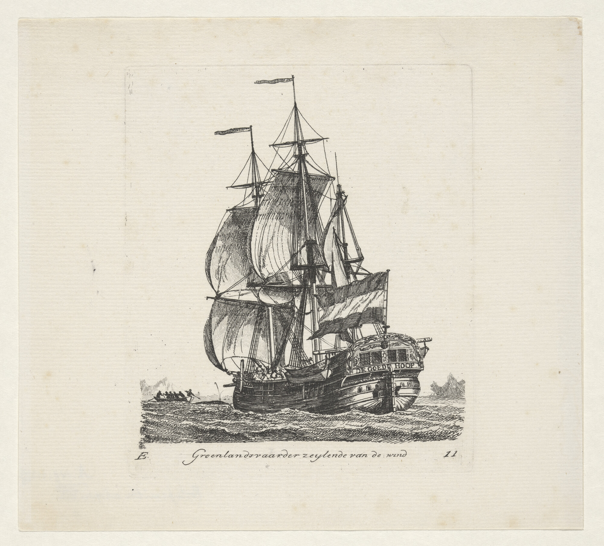 A.0149(0133); Prent van een bootschip of Groenlandvaarder; prent