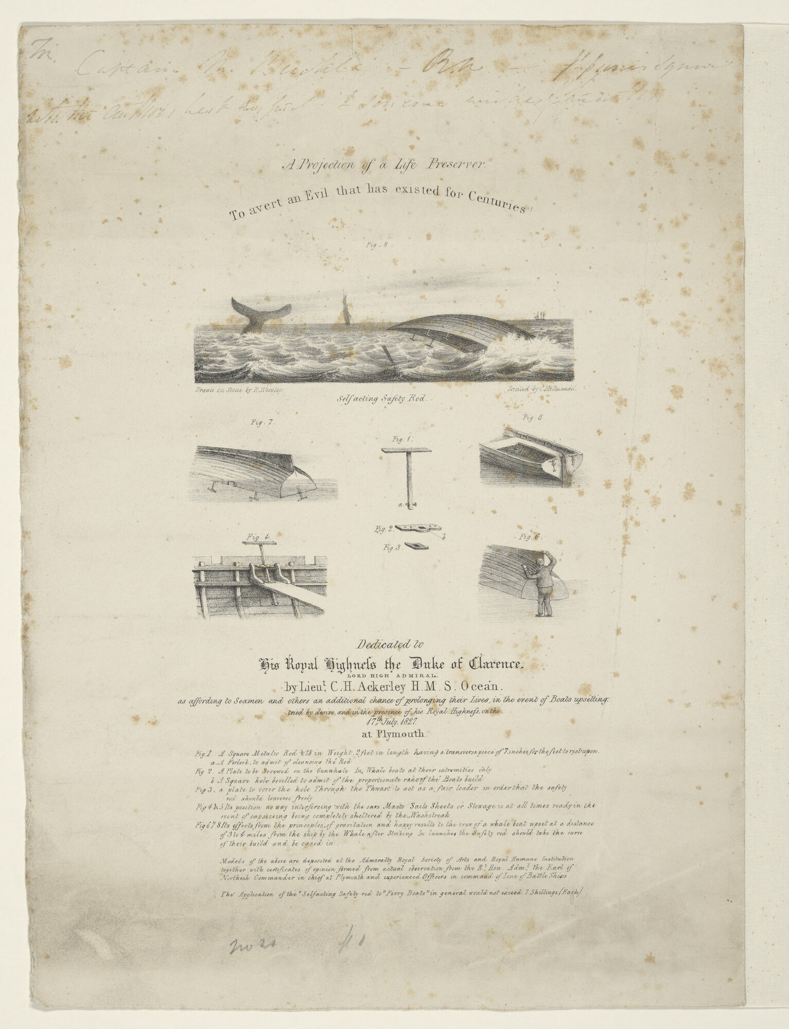 A.1656(16); Beschrijving van de 'self acting safety rod'; prent