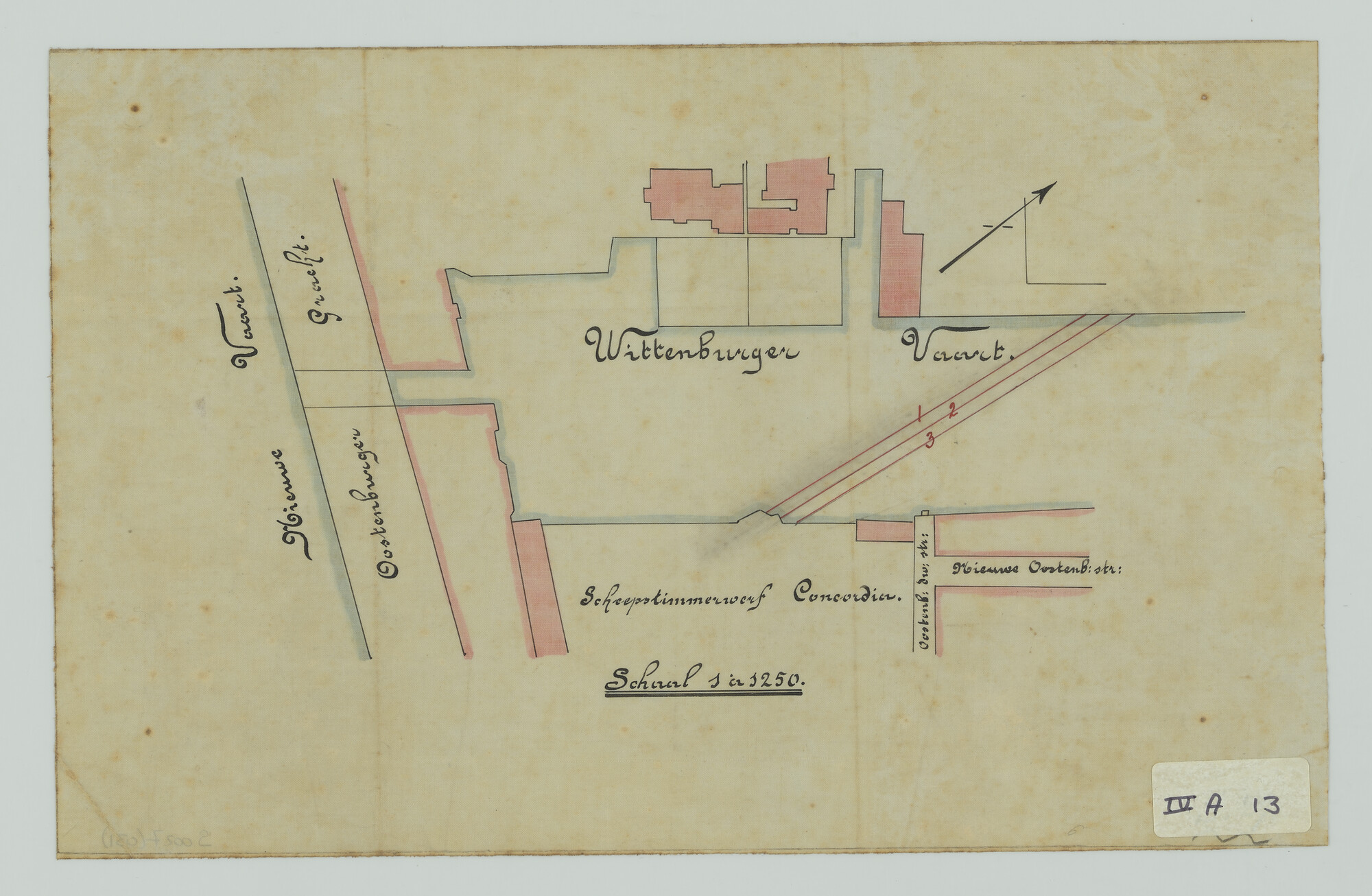 S.0027(031); Lijst met dieptemetingen in de Wittenburgervaart met plattegrond; technische tekening