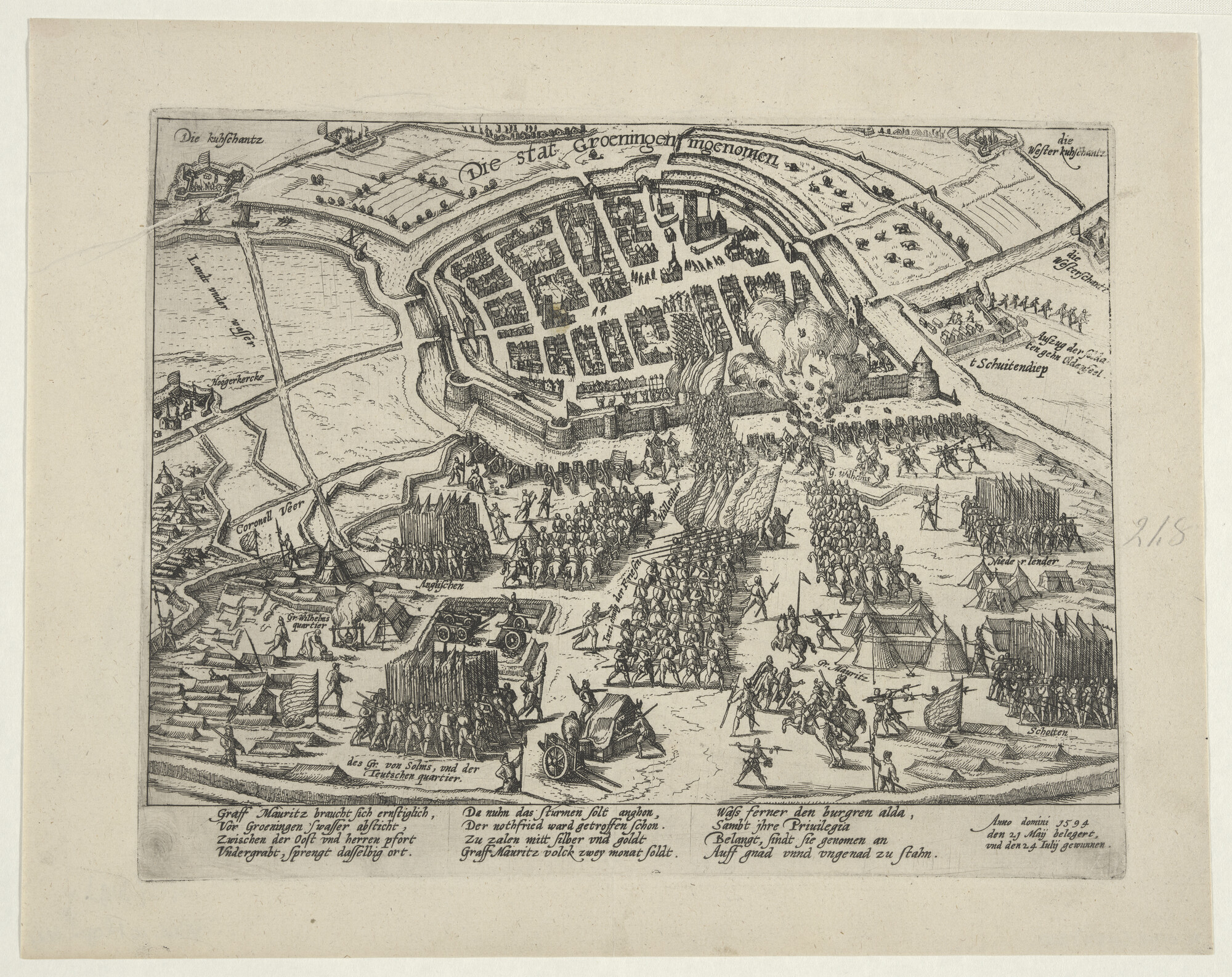 A.0145(027)310; Groningen door Maurits ingenomen, 24 juli 1594; prent