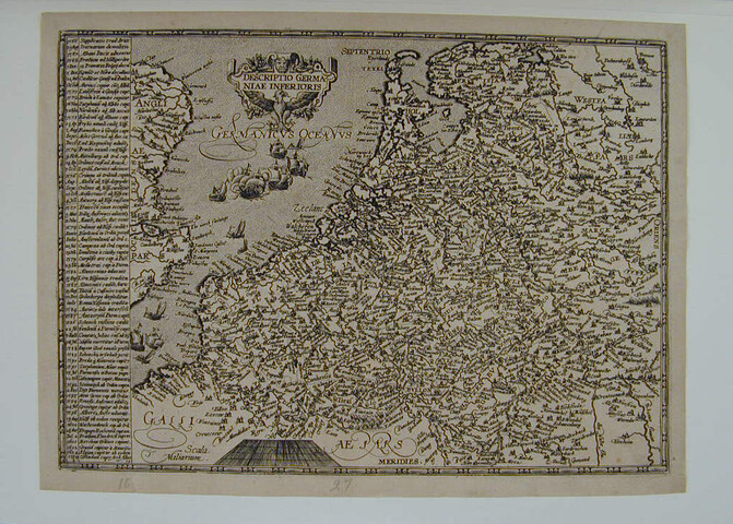 A.0145(027)093; Kaart van de Nederlanden met chronologische lijst van de gebeurtenissen van 1566 tot 1604; prent