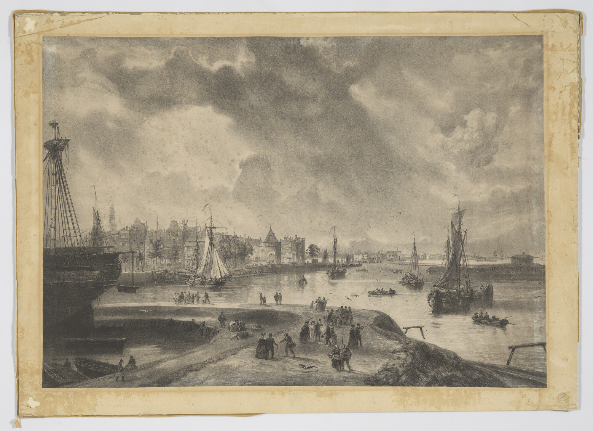 2006.0061; Lithografie Oosterdok met Schreierstoren; lithografie