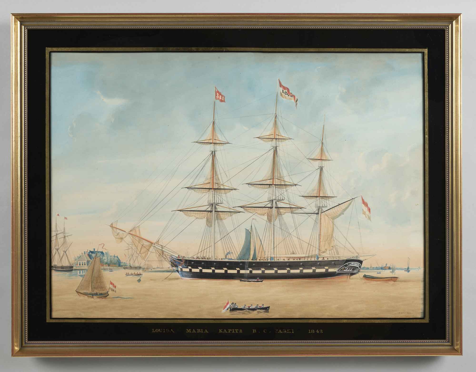 S.2752(01); Het fregatschip Louisa Maria; tekening