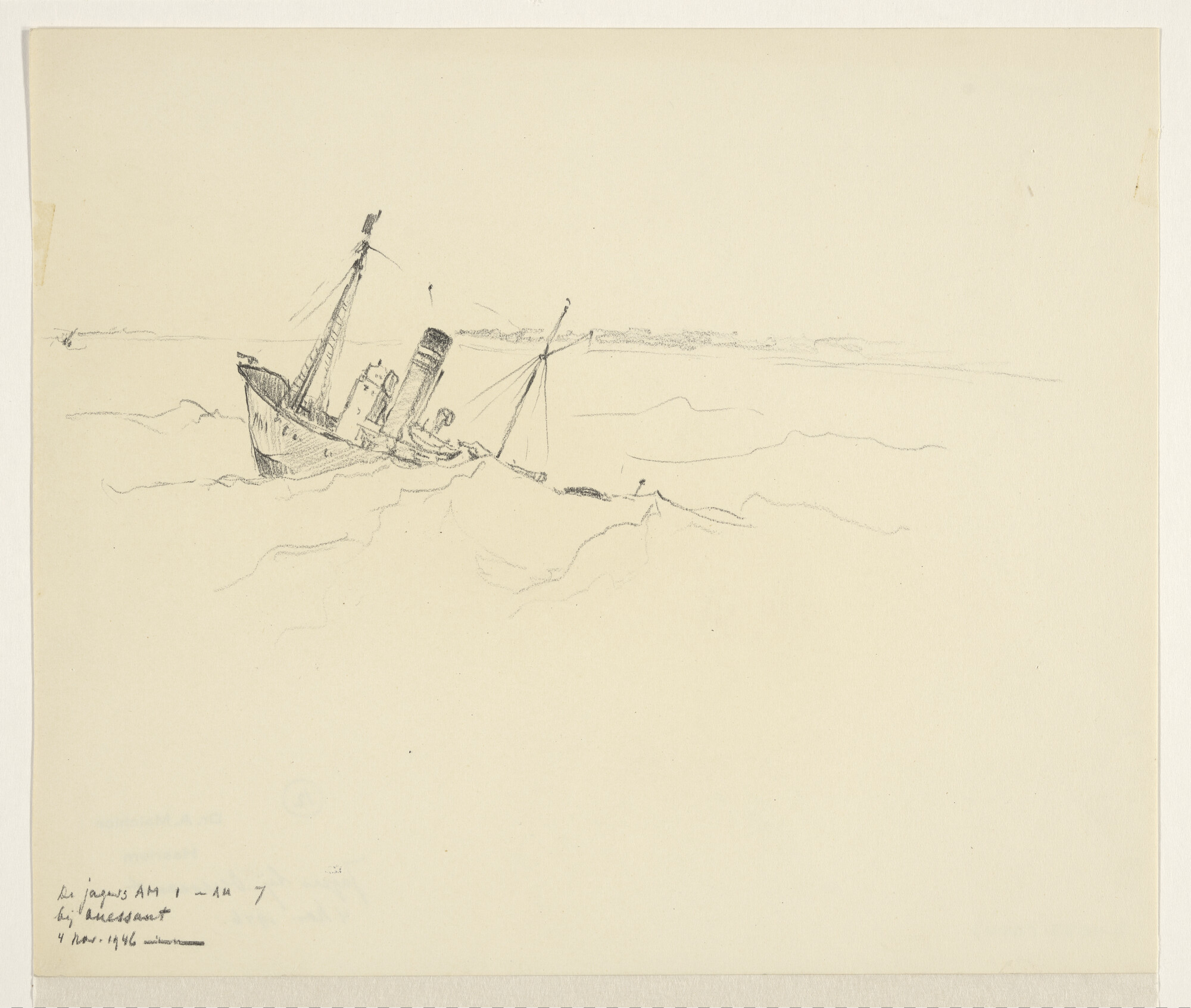 S.4035(004); De jagers AM 1 en AM 7 bij Ouessant; tekening
