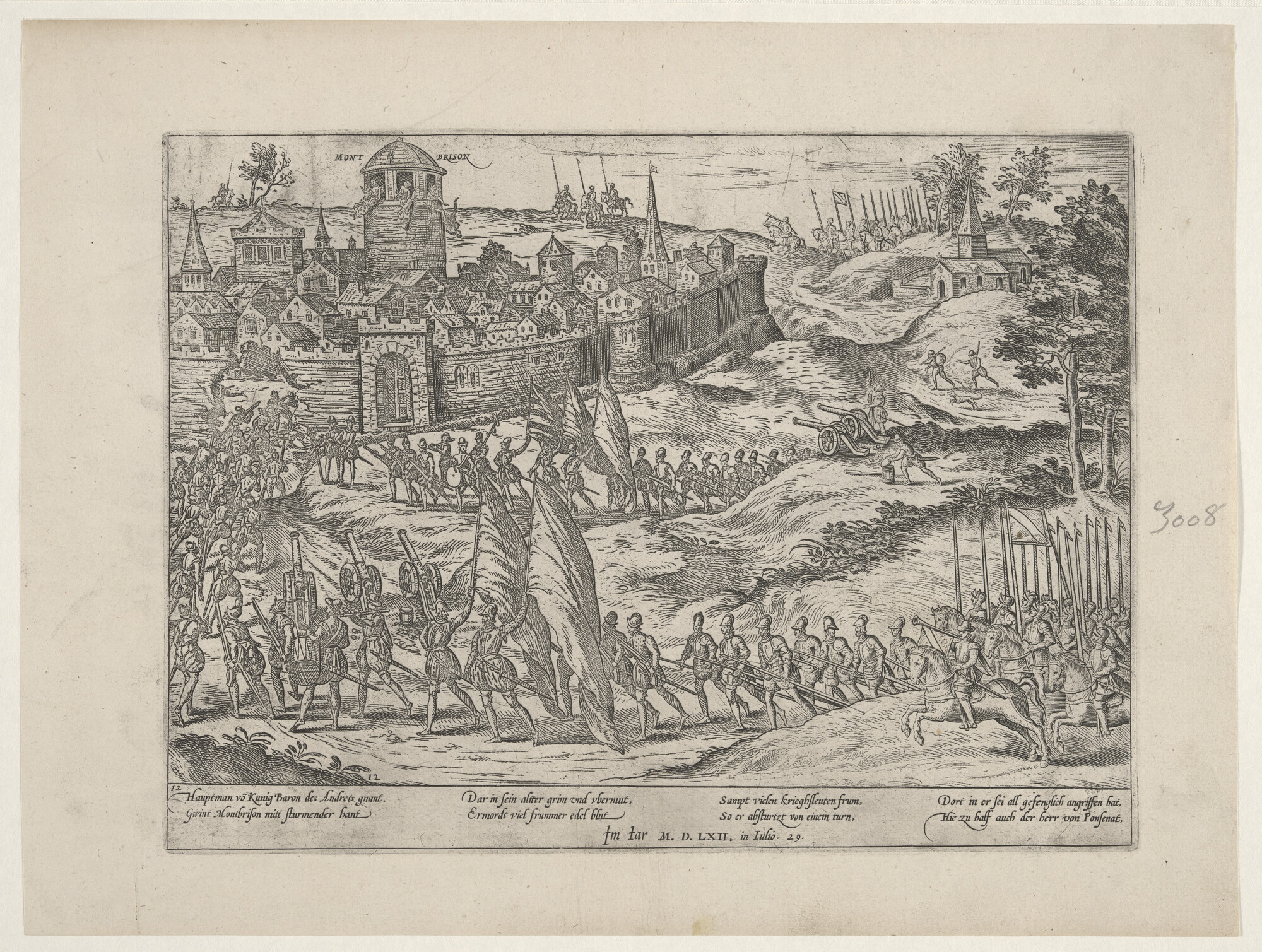 A.0145(027)029; Montbrison door Andretz ingenomen, 29 juli 1562; prent
