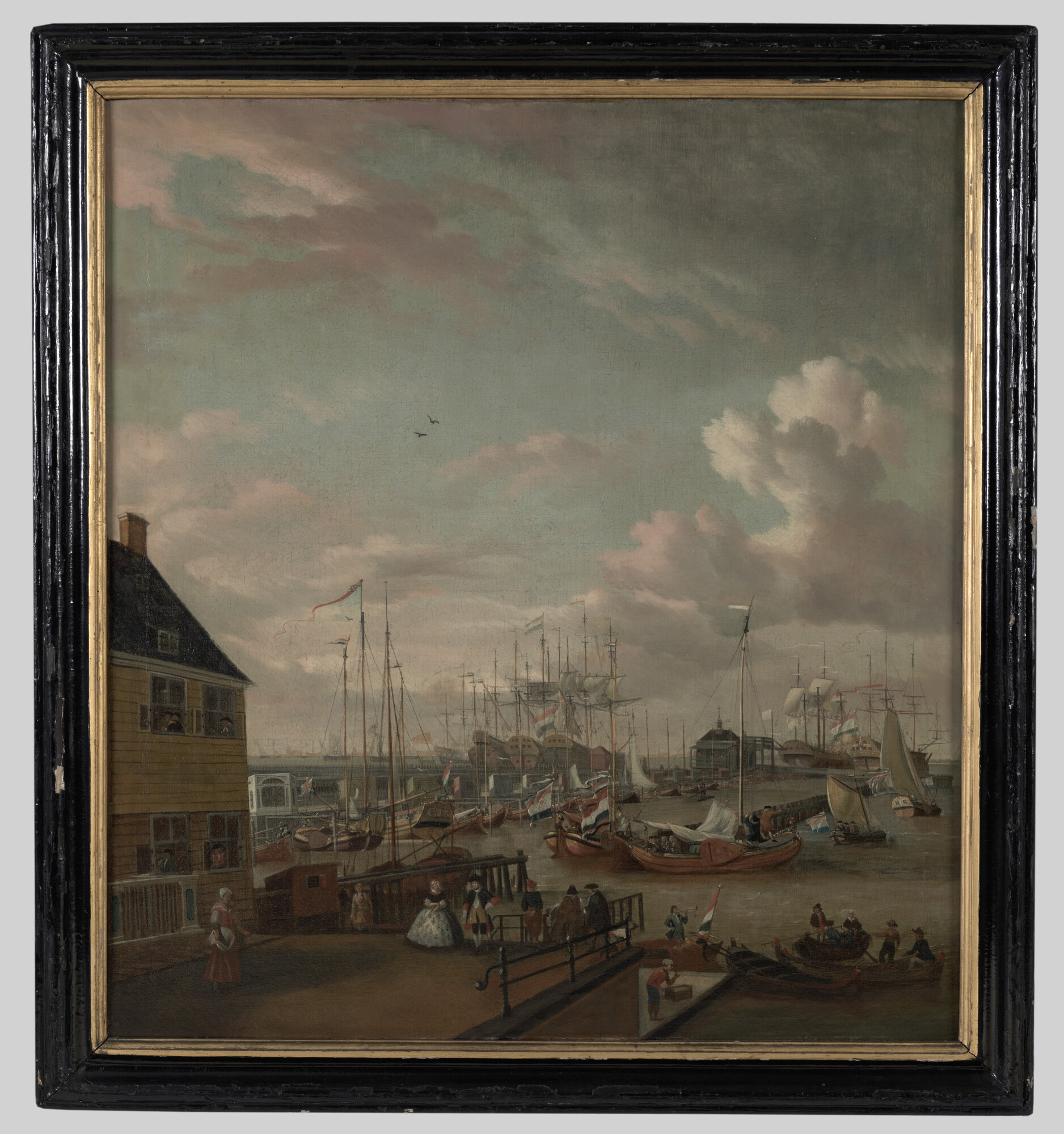 A.1471; De oude jachthaven met de oude stadsherberg aan het IJ te Amsterdam; schilderij