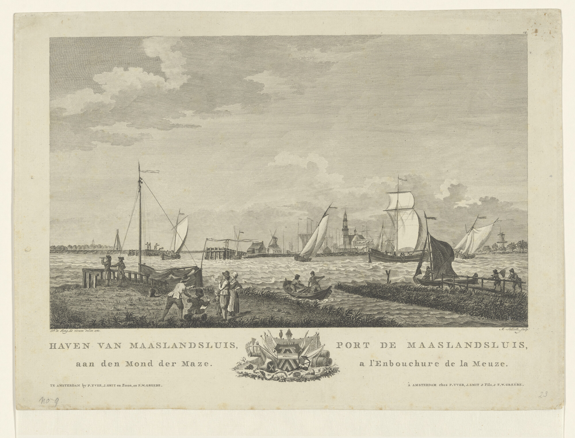 A.0149(0718); De haven van Maaslandsluis aan de monding van de Maas; prent