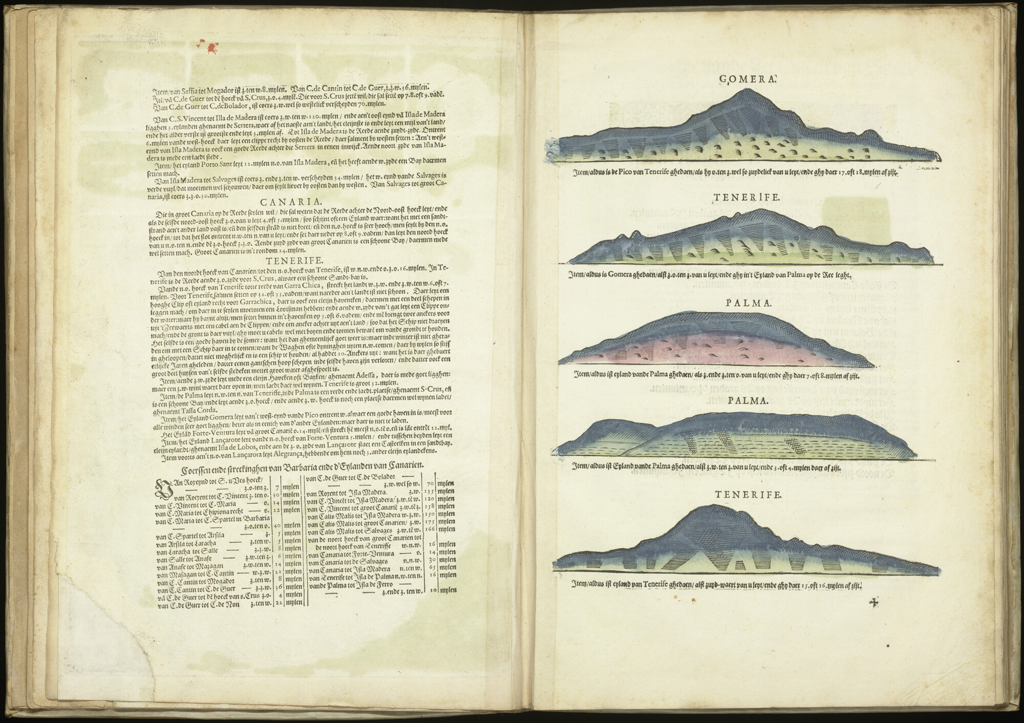 A.0145(057) [kaart 005]; Kustaanzichten van La Gomera, Tenerife en La Palma; kaart