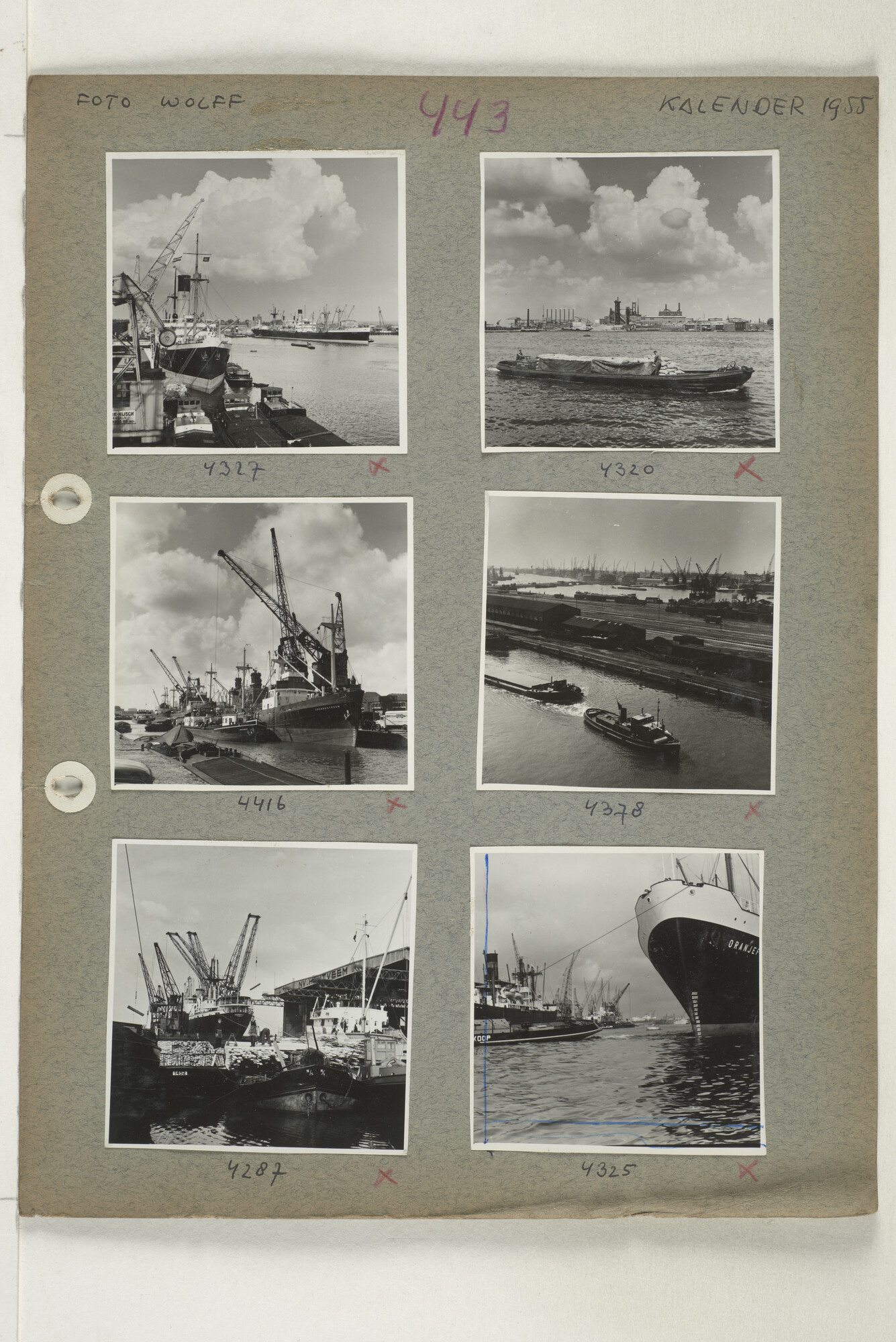 1998.2183; Omslag (voorheen ordner) met een grote hoeveelheid proef foto's van de haven en de stad van Amsterdam; omslag