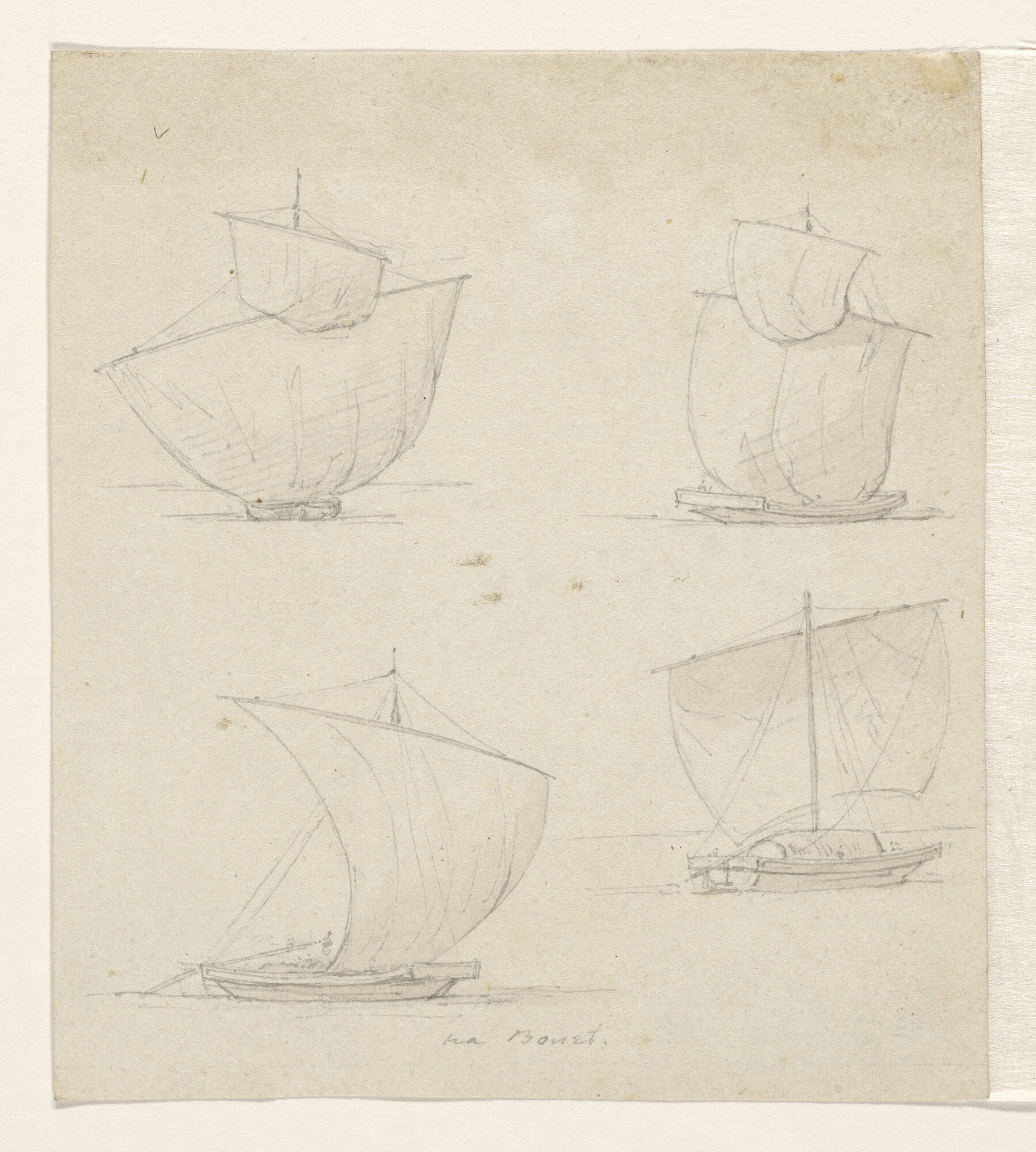 A.2330(10); Tekening van vier Russische rivierschepen op de Wolga; tekening