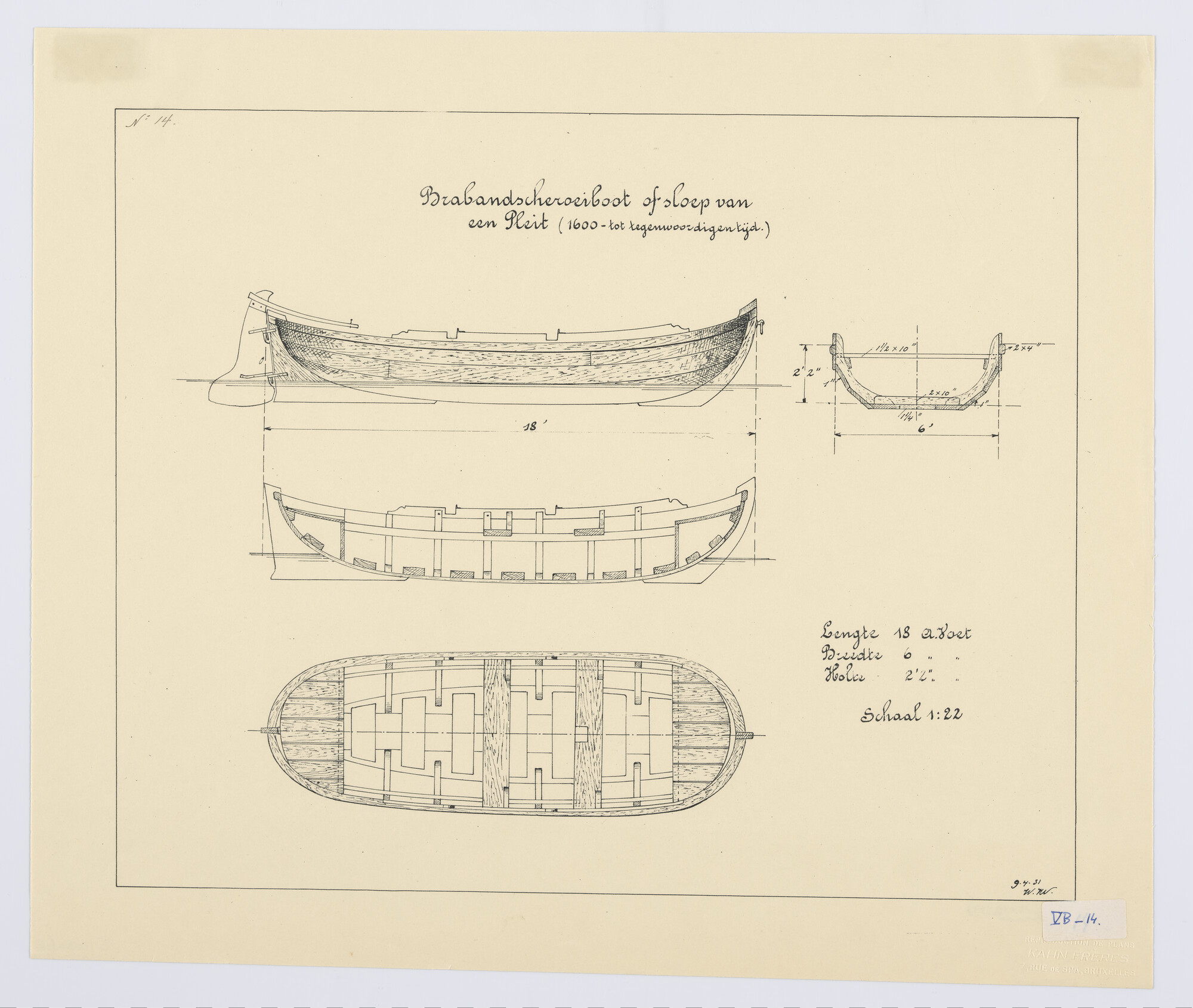 S.1203a(14); Brabantsche Sloep; technische tekening