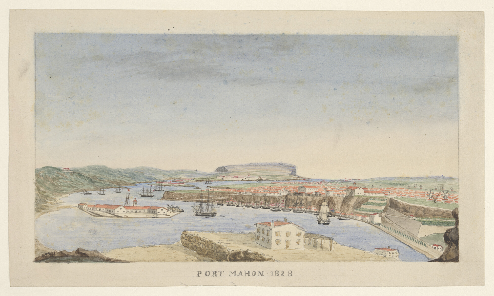 A.1361(22) [nr 0003]; De haven van Port Mahon; tekening