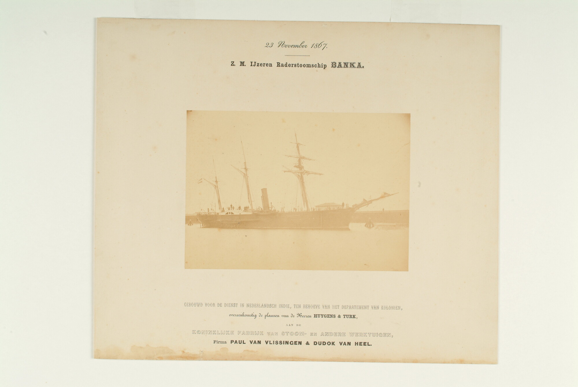 A.0356(36)2; Het raderstoomschip 3e klasse Zr.Ms. 'Banka', 1867; foto