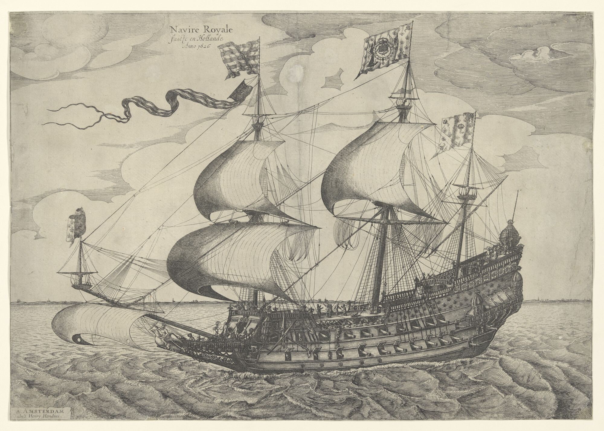 A.0149(0475); 'Navire Royal', Frans oorlogsschip; prent