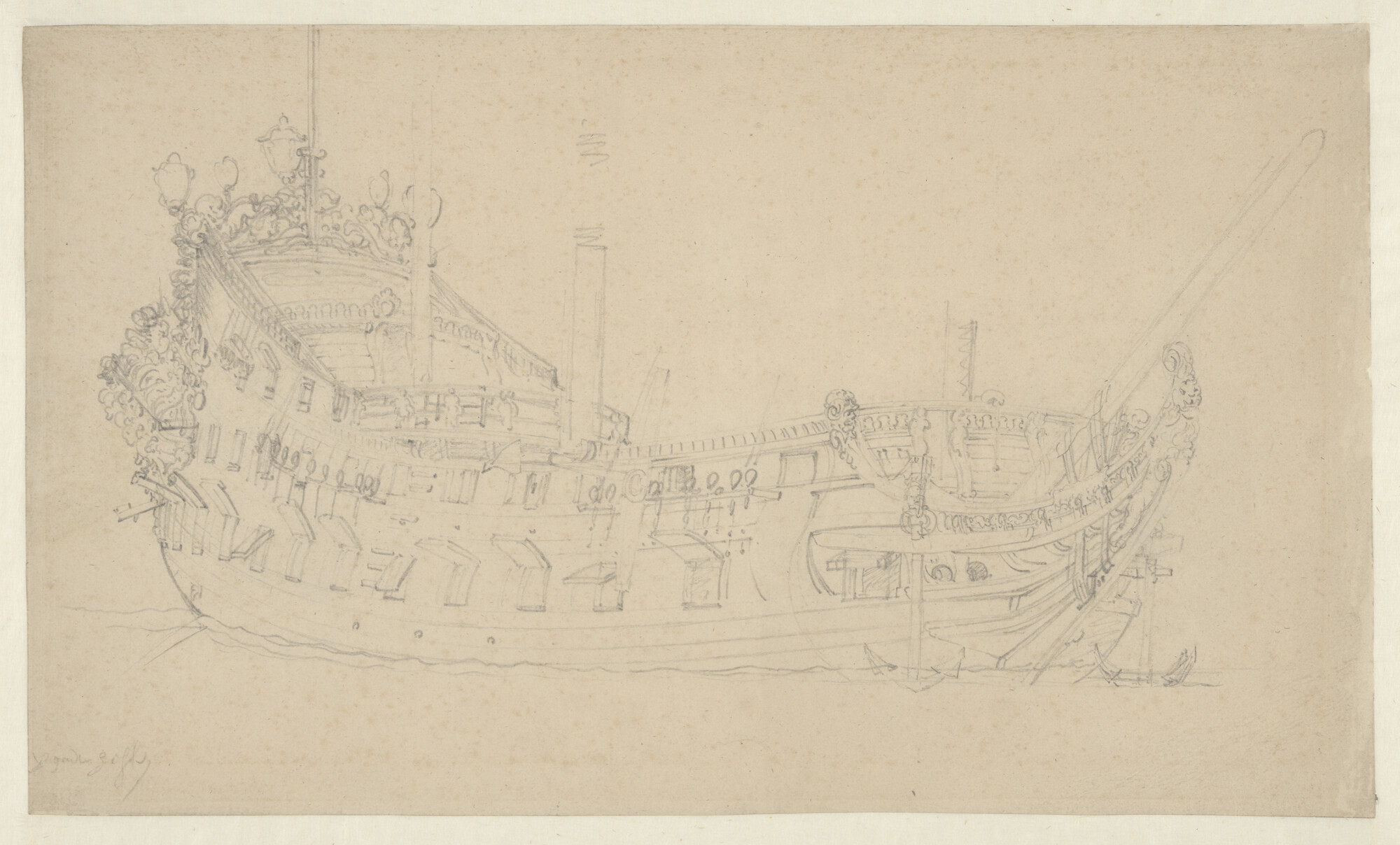 A.0149(0033); Het oorlogsschip Schielant; tekening