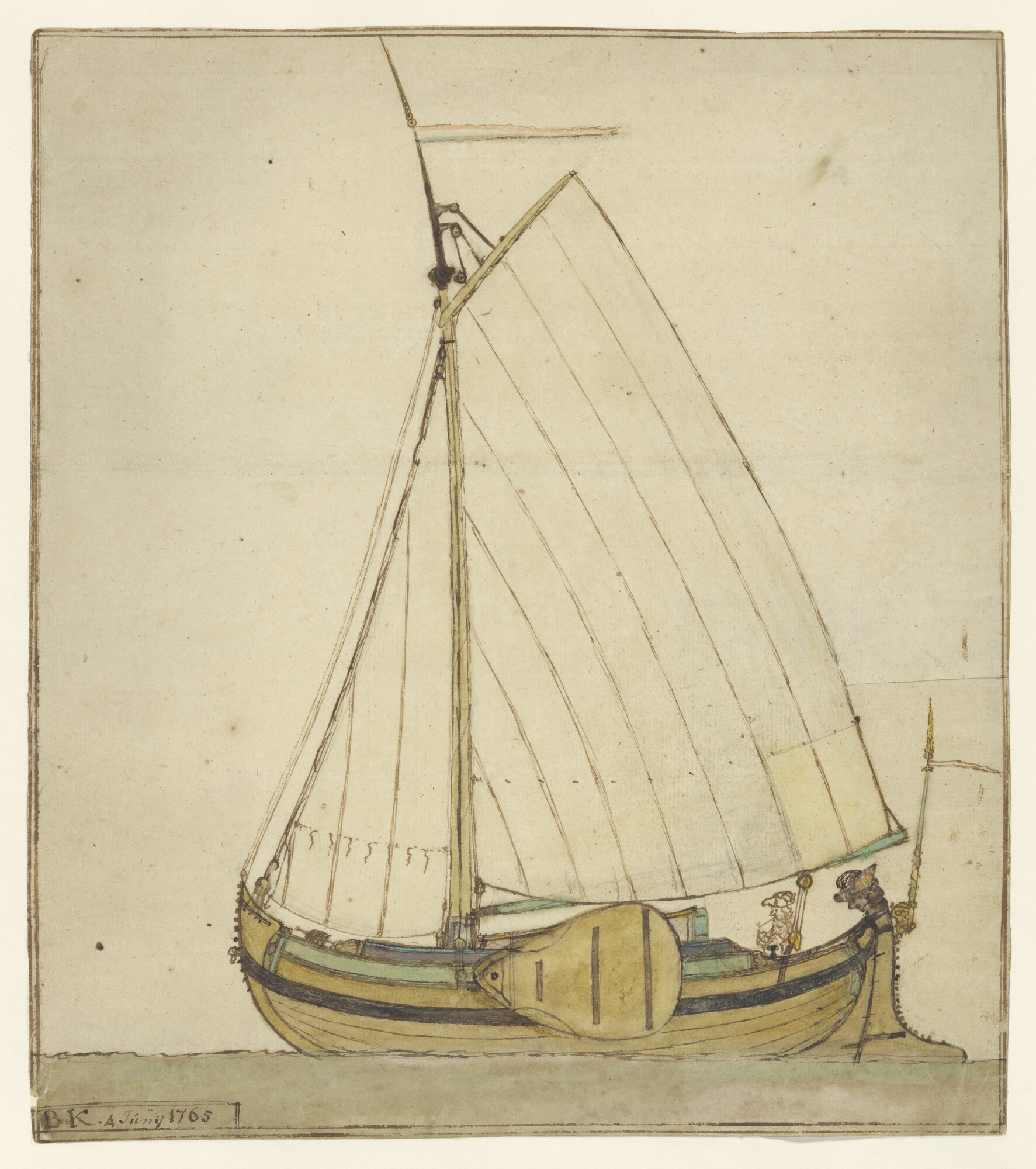 S.4317(39)b4; Een kopjacht; tekening