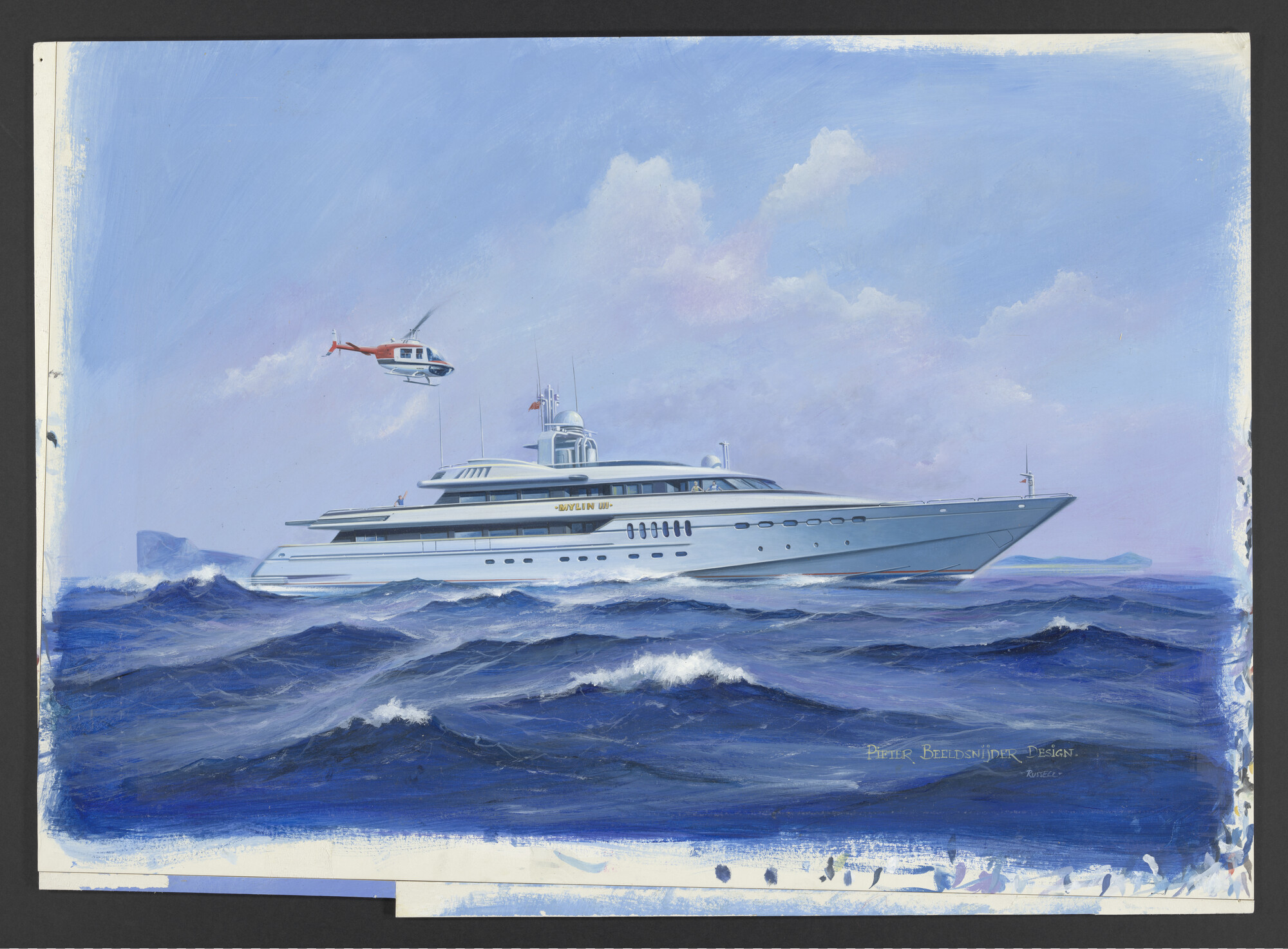 2022.0025; Artist's impression van het motorjacht Mylin III; tekening