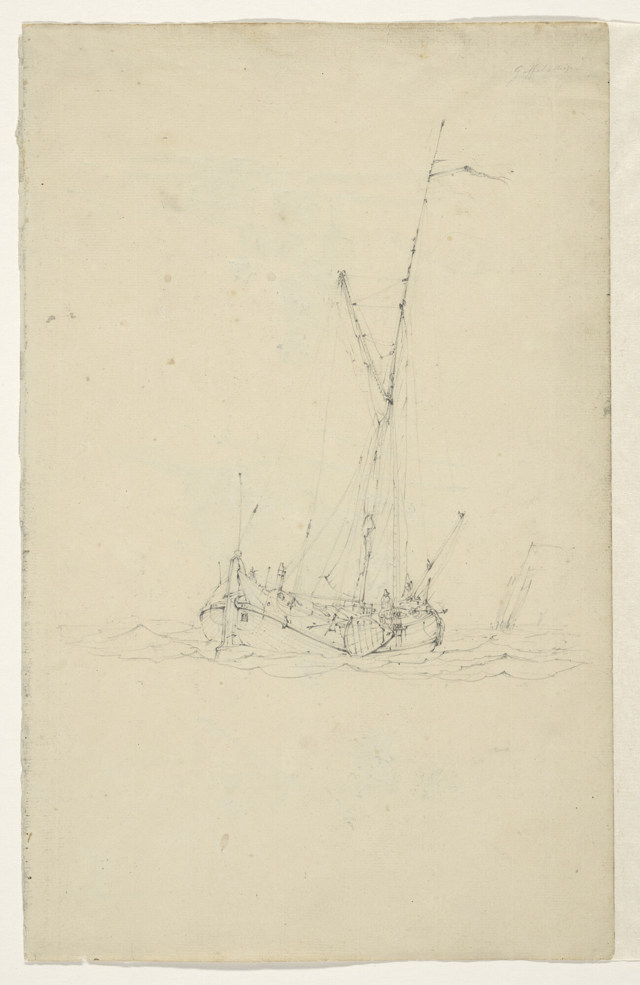 A.0149(0481); Een gaffelschip; tekening