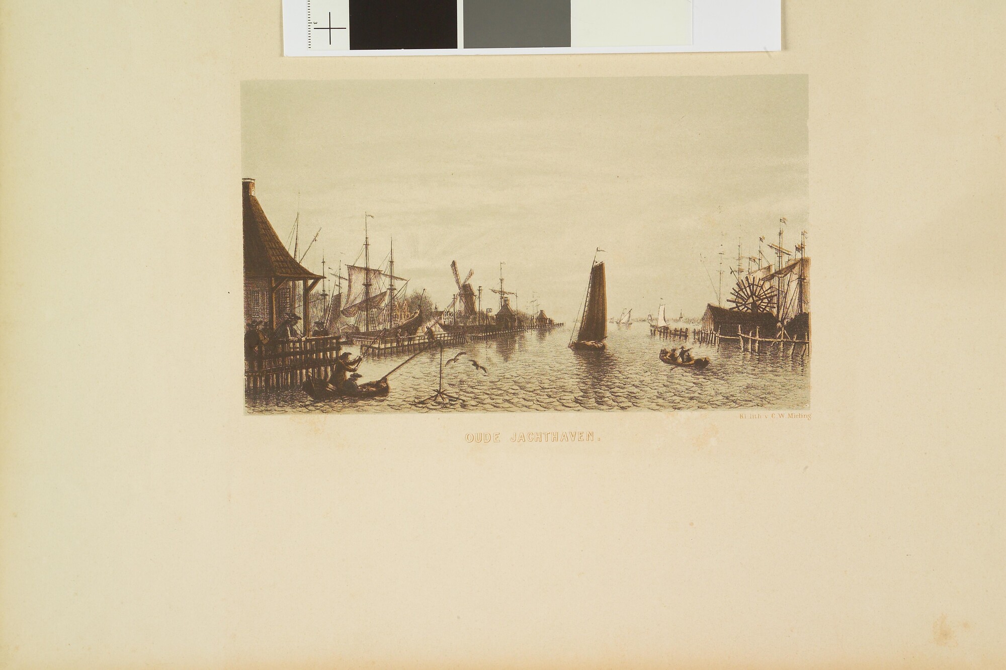 A.3290; De oude jachthaven te Amsterdam; prent