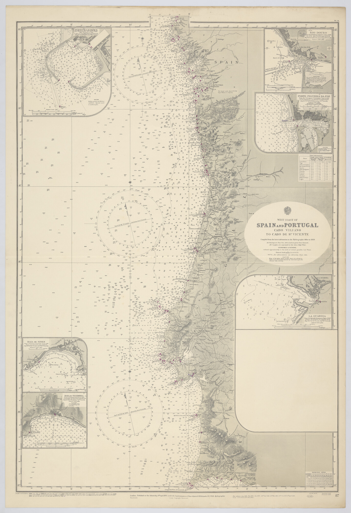 2016.2757; Zeekaart van de westkust van Spanje en Portugal van Cabo Villano tot Cabo de Ste Vicente; kaart