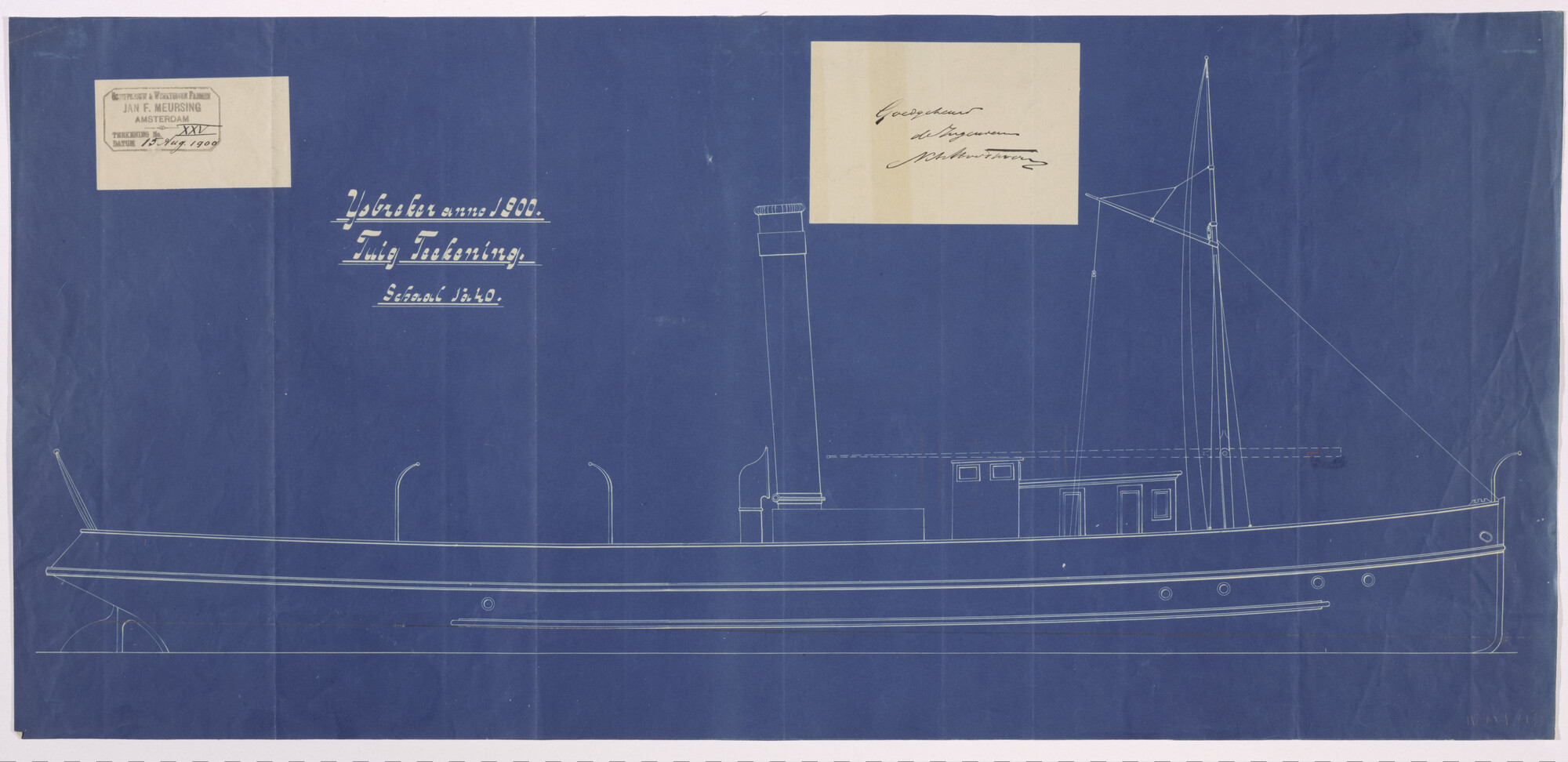 S.1156(05)0135; Tuigtekening van de ijsbreker 'Christiaan Brunings'; technische tekening