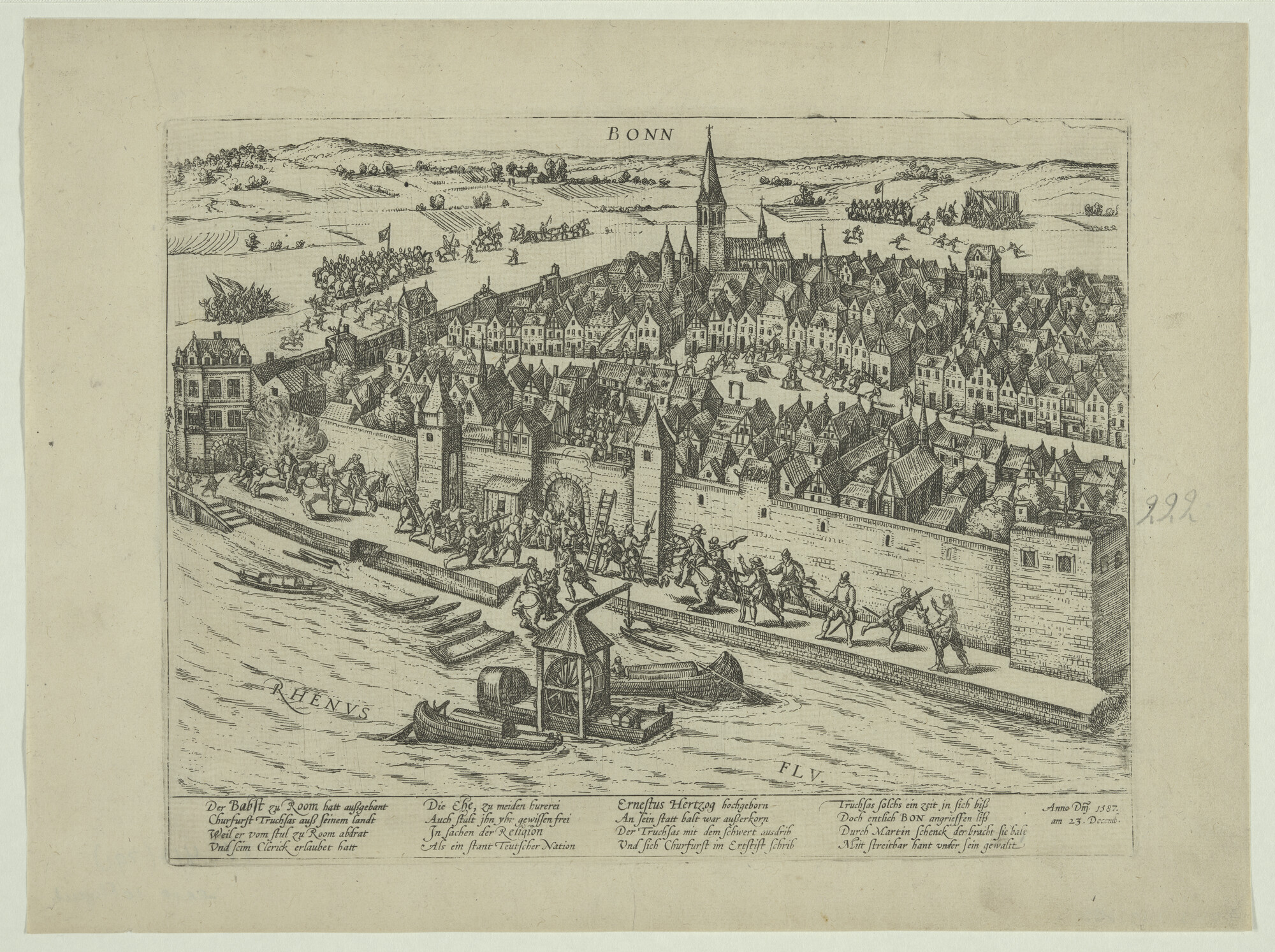 A.0145(027)282; Bonn door Schenk voor Truchsess gewonnen, 23 december 1587; prent