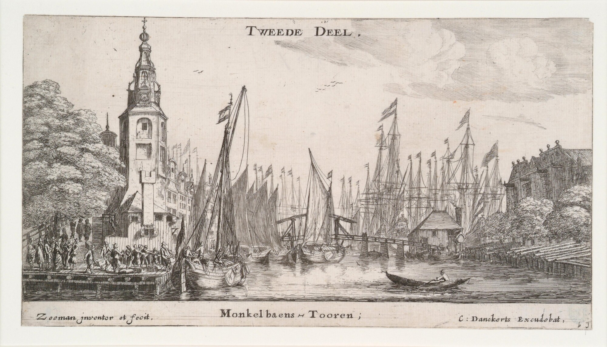 A.0149(0278); Inscheping van soldaten aan de voet van de Montelbaanstoren; prent