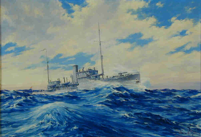 S.5900; Het gouvernementsschip Hr.Ms. Valk; schilderij