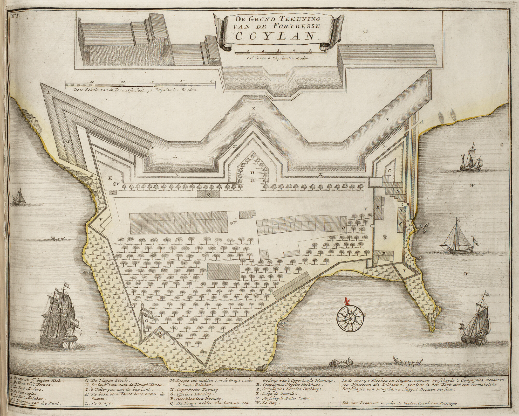 B.0032(109)6 [kaart 046]; Plattegrond van de fortificatie van Coylan; zeekaart