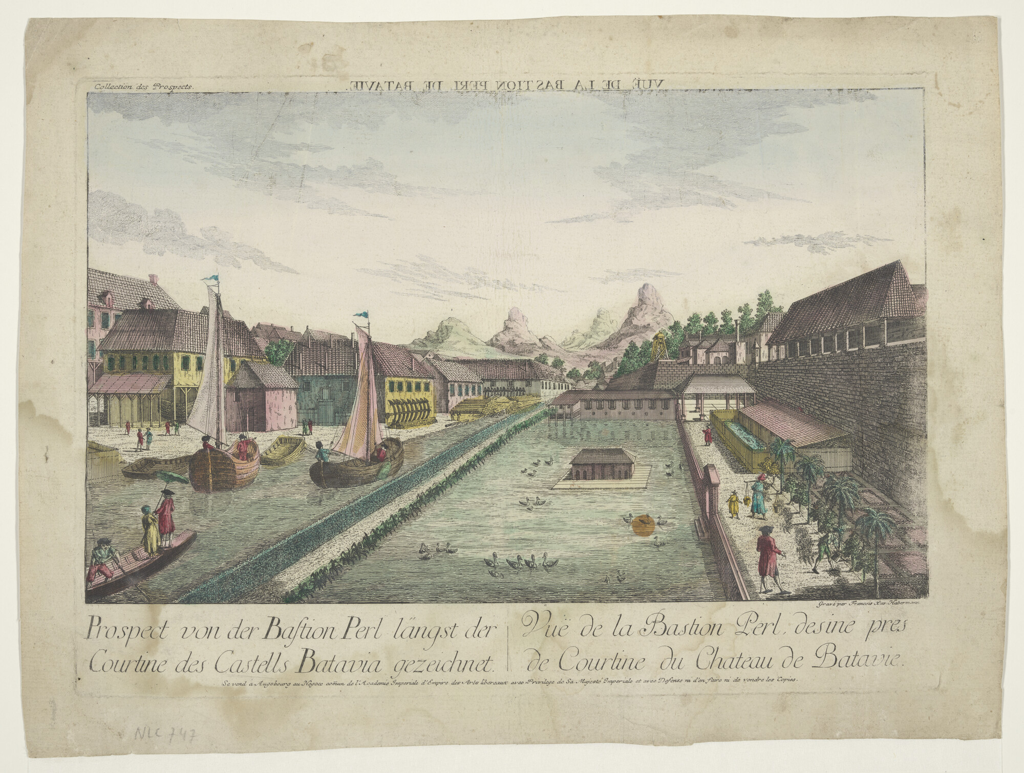 A.5766; Prospect von der Bastion Perl längst der Courtine des Castells Batavia; prent