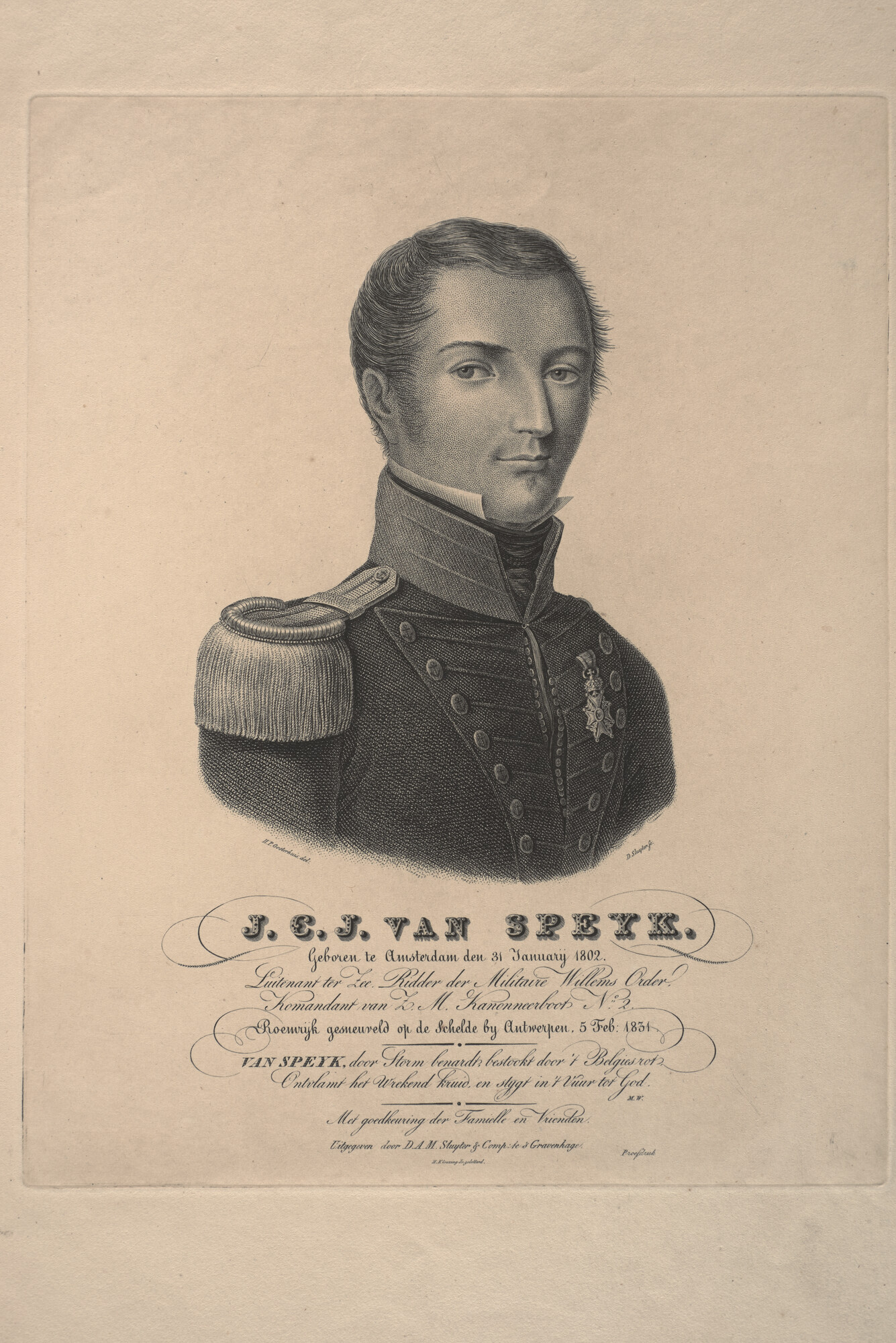 A.0991 [nr 0015]; Portret van J.C.J. van Speyk; prent