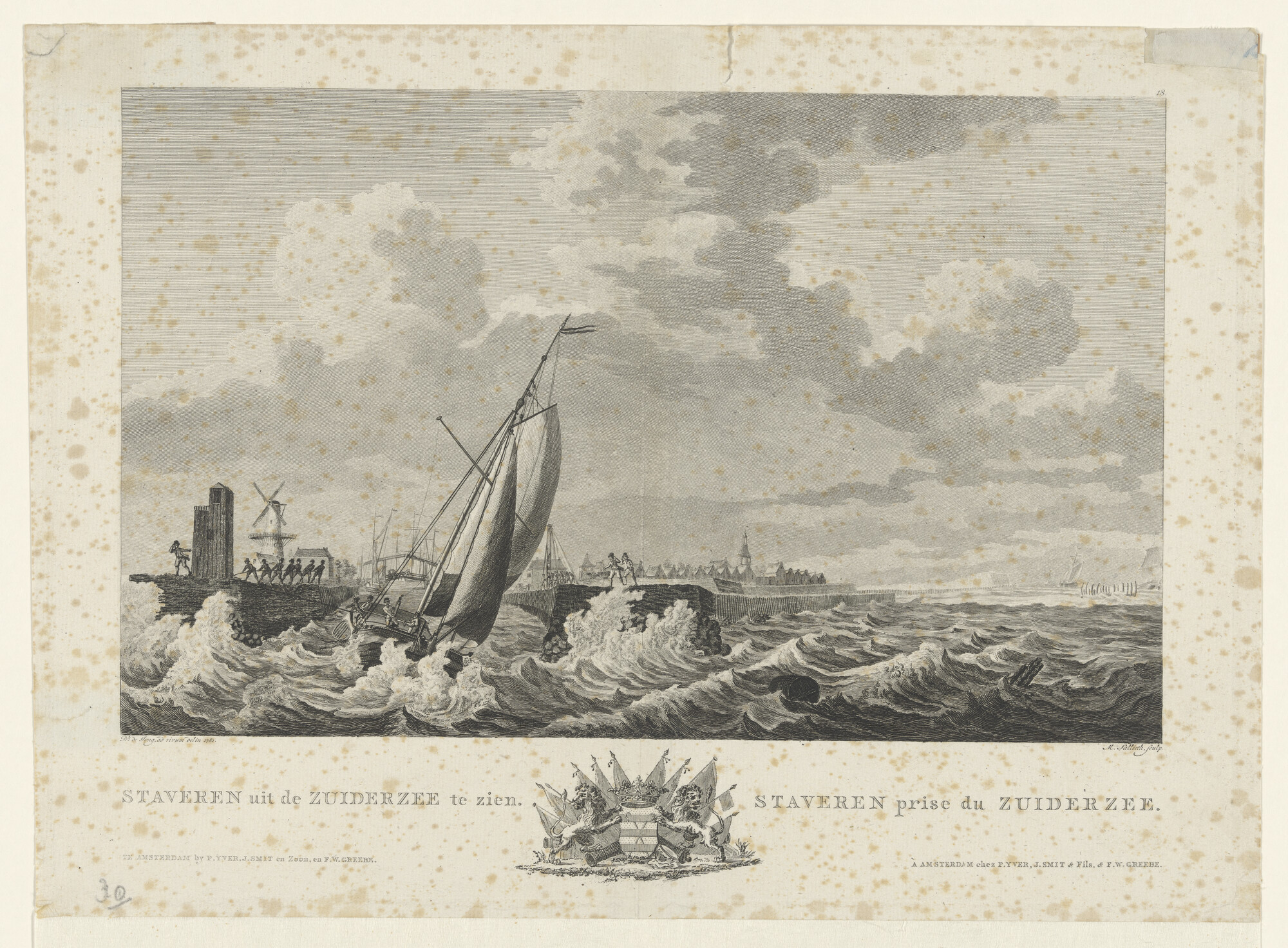 A.0149(0740); Staveren uit de Zuiderzee te zien; prent