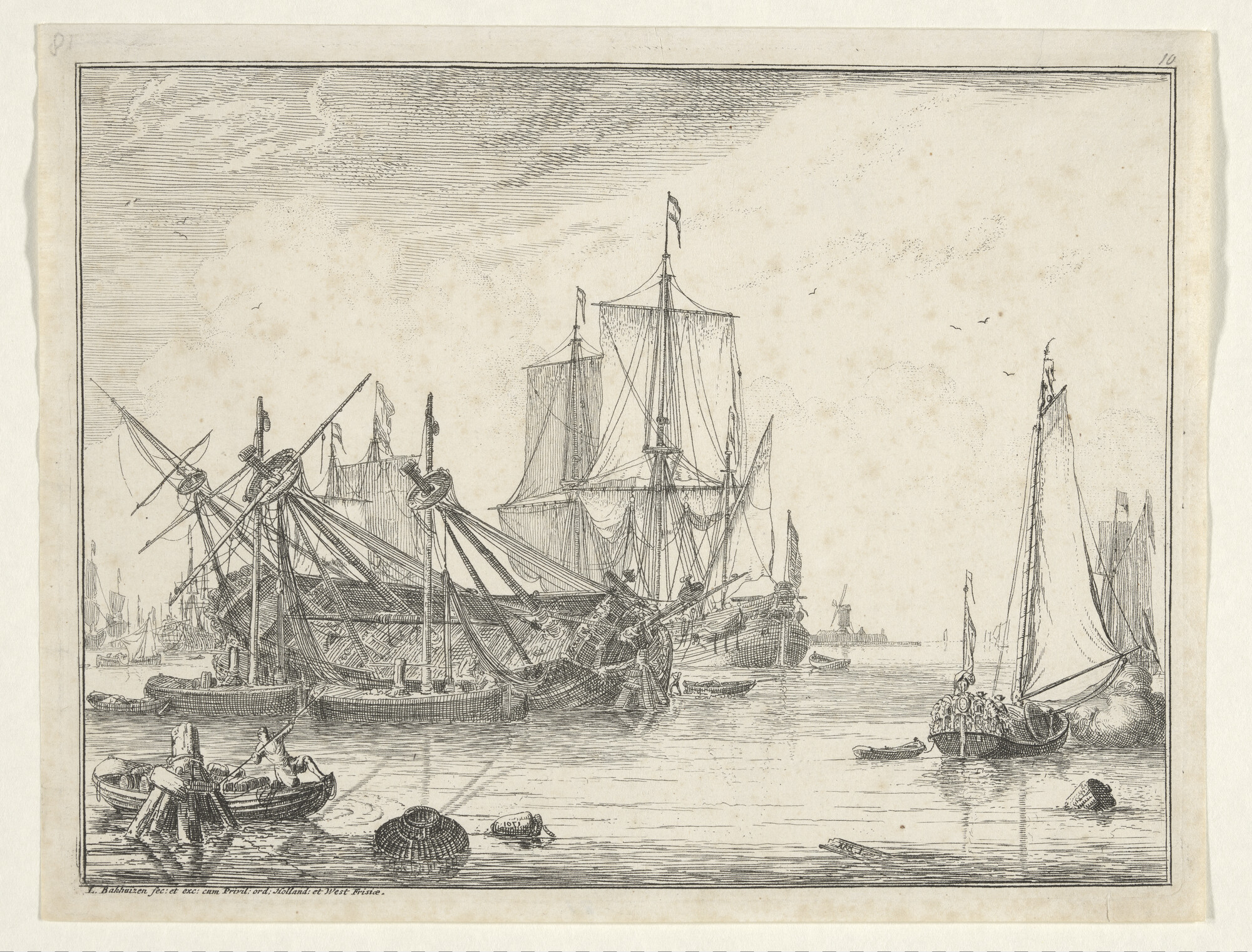 A.0149(0049); Uit de serie D'Y Stroom en Zeegezichten: Kielen van een schip; prent