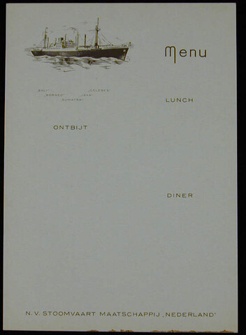 1994.4608; Blanco menukaart, grijs, van de SMN; menukaart