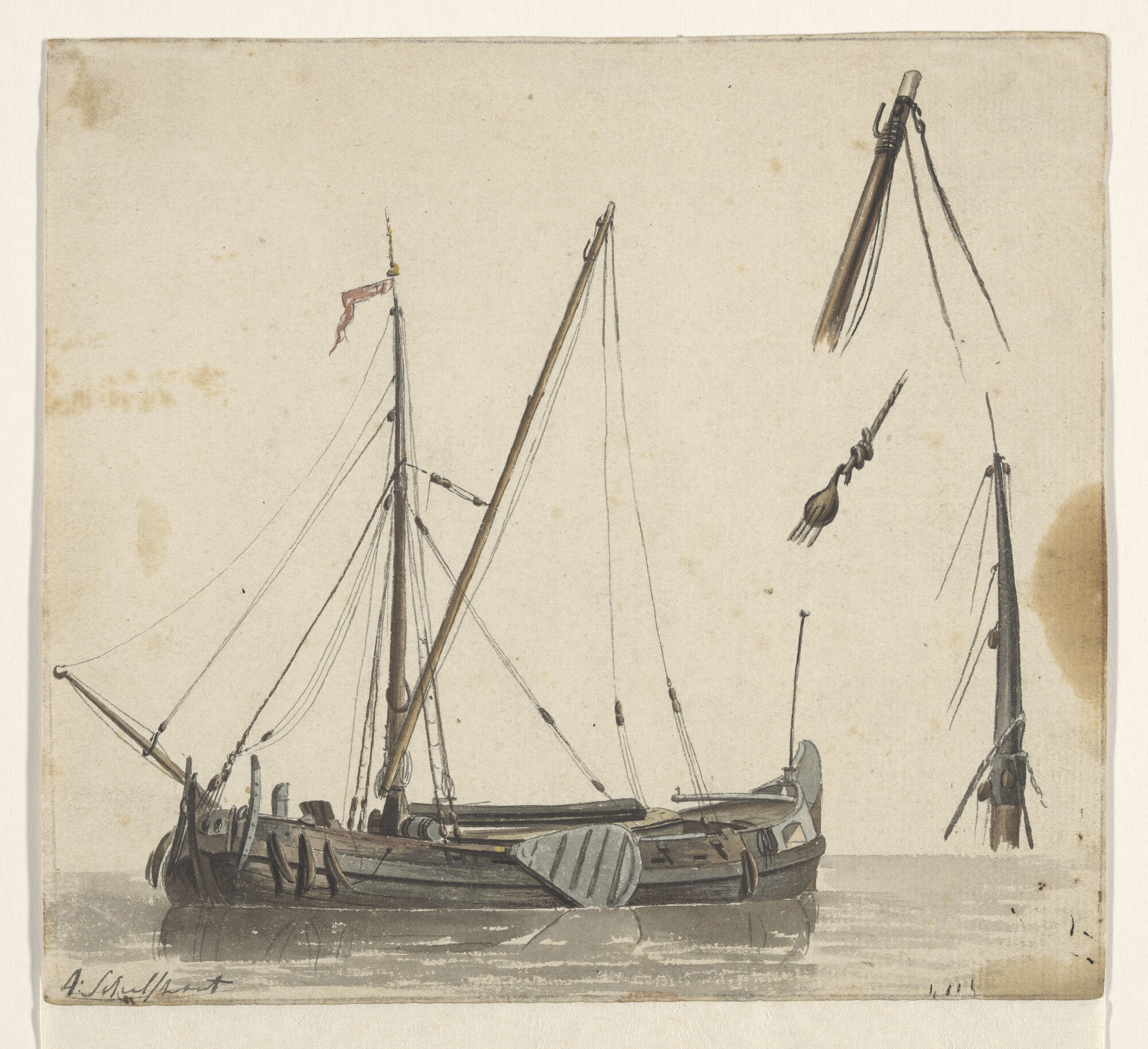 A.0149(0524); Een hektjalk; tekening