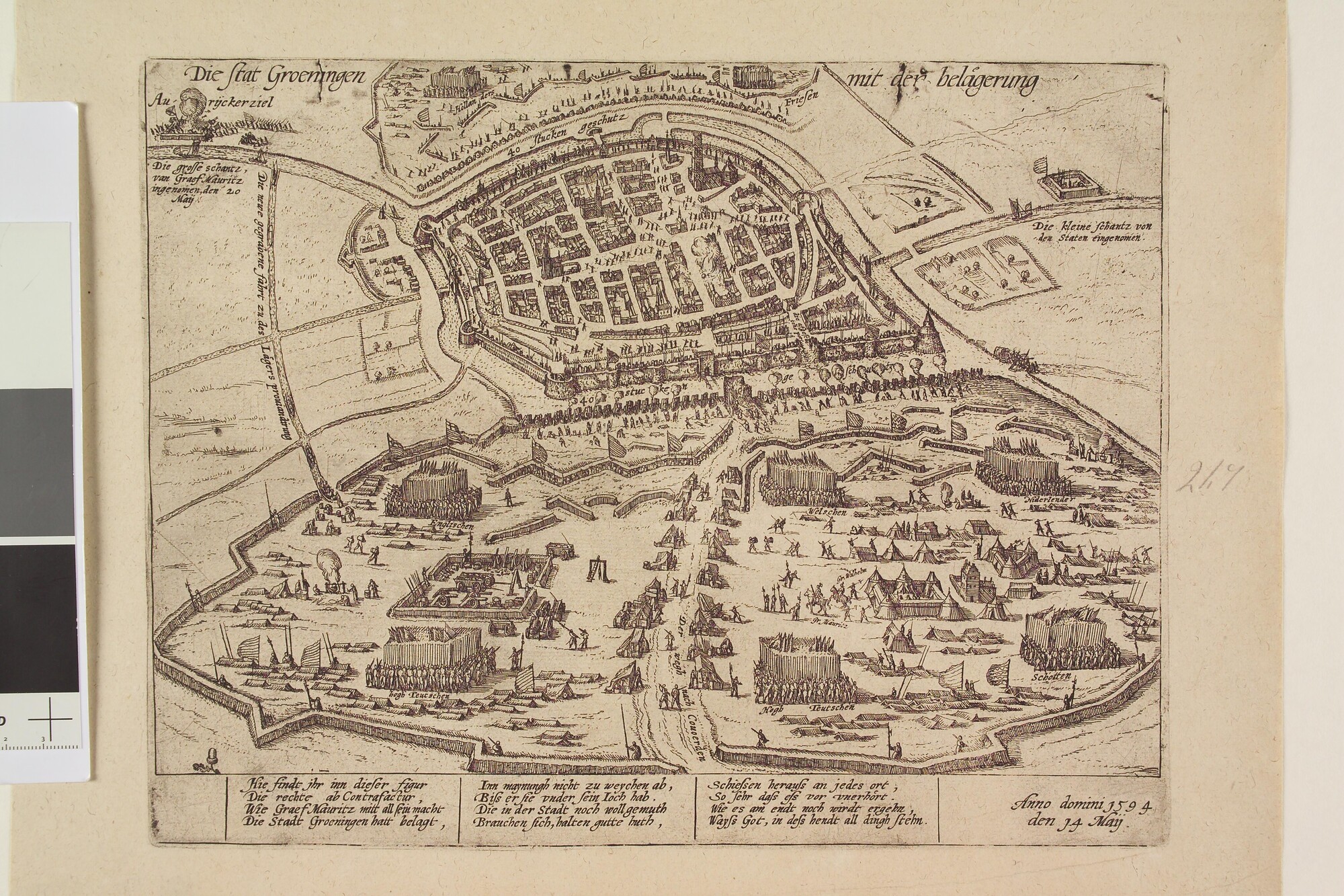 A.0145(027)309; Groningen door Maurits belegerd, 14 mei 1594; prent