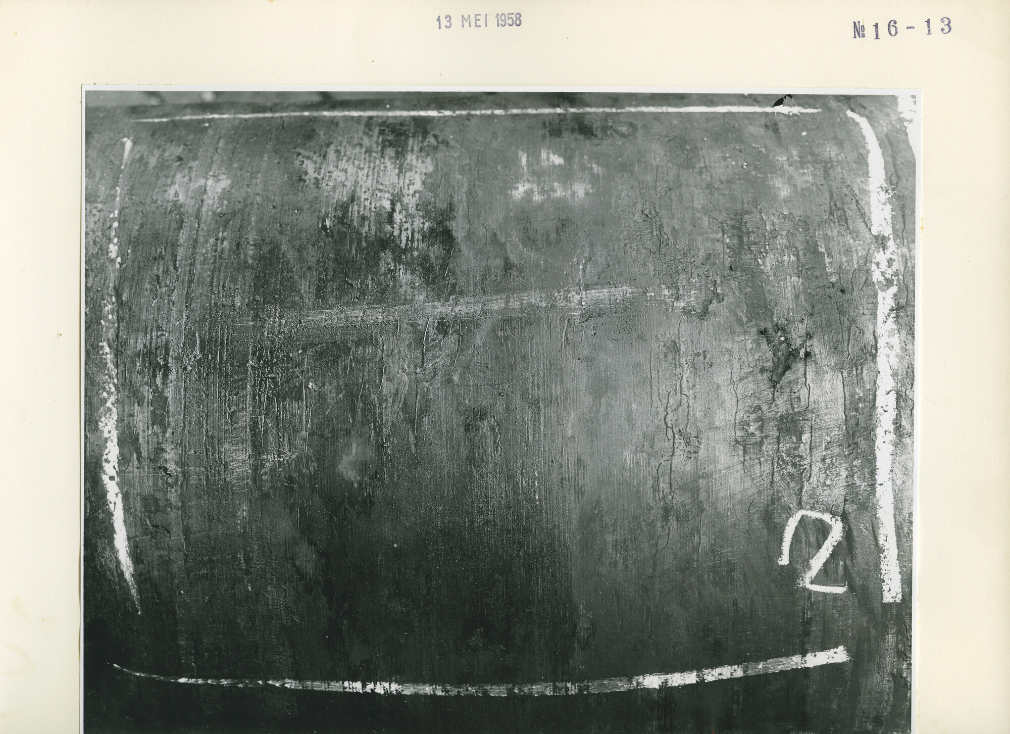 S.5444(3291)13; Foto van scheuren in de schroefas van de Baron Cawdor; foto