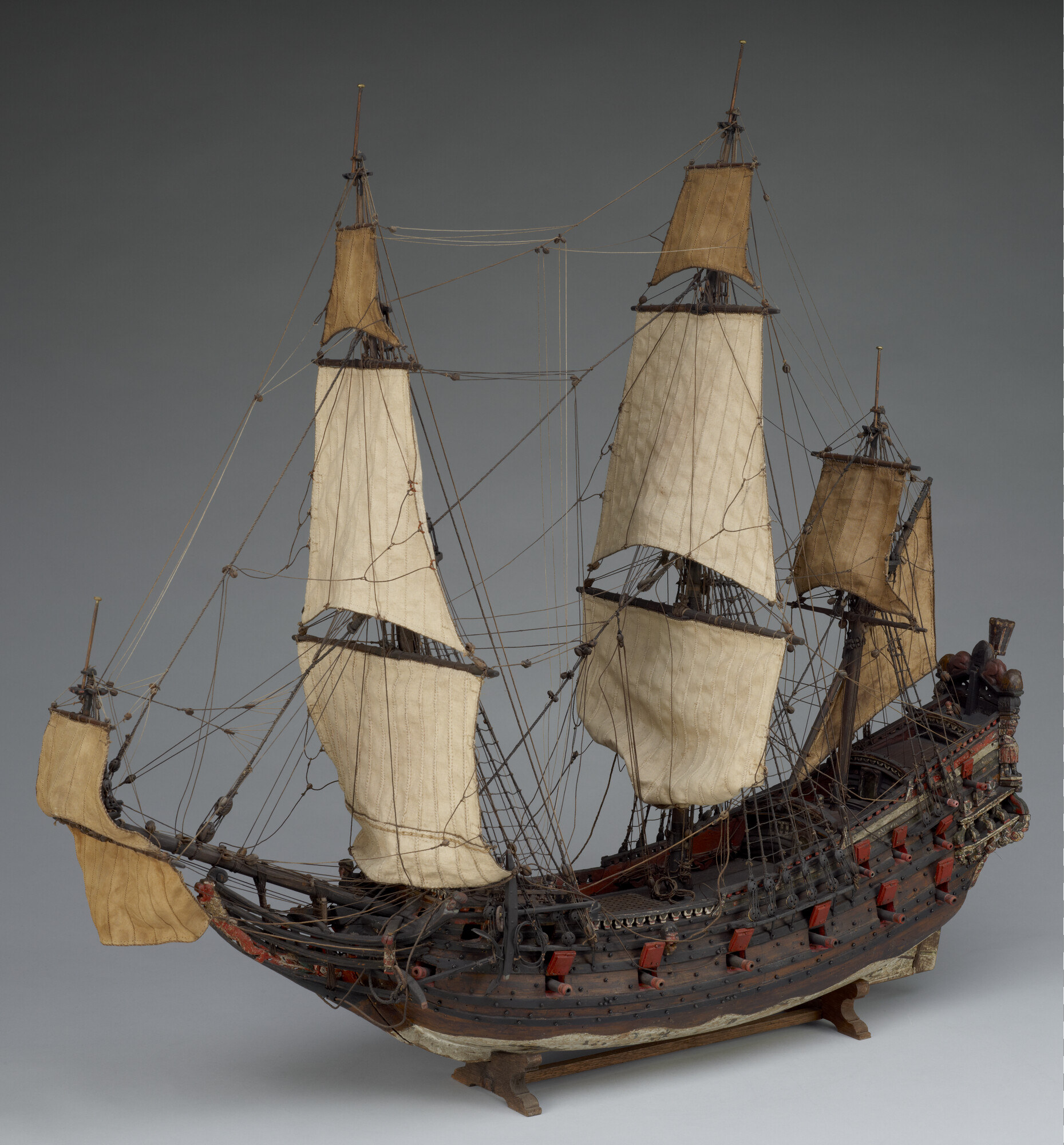 A.0115(02); Model van een pinas van 30 stukken; scheepsmodel