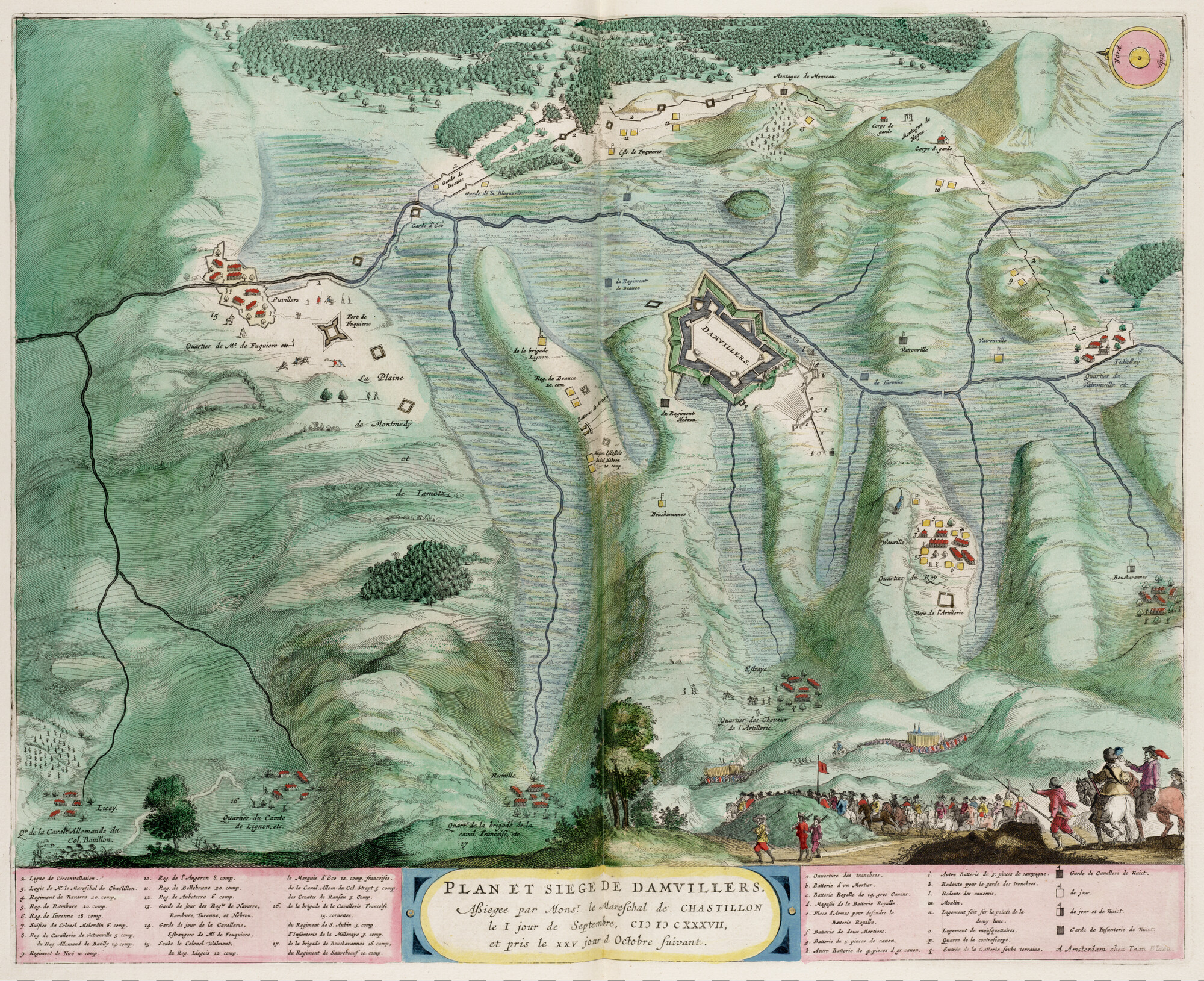 S.1034(16) [kaart 020]; Kaart met plattegrond en het beleg van Damvillers in 1637; landkaart