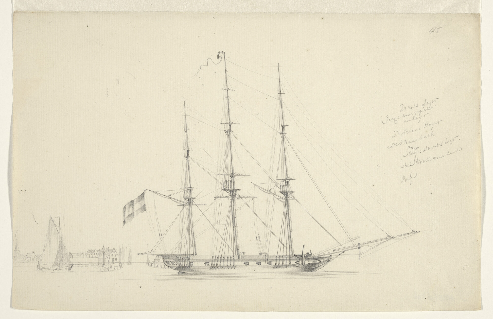 S.4005(06)046; Het instructiekorvet Zr.Ms. 'Urania'; tekening