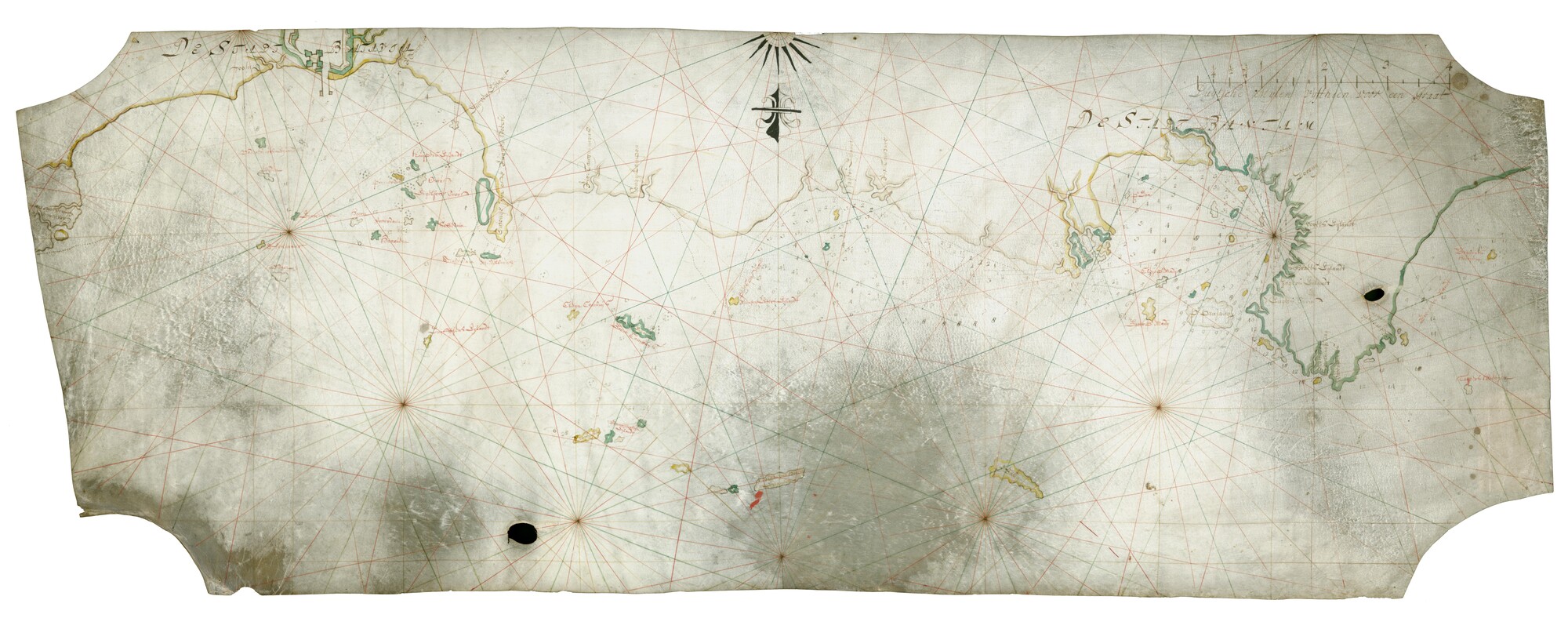 A.3473(01); Kaart van een gedeelte van de Noordkust van Java van Bantam tot Batavia door; perkamentkaart