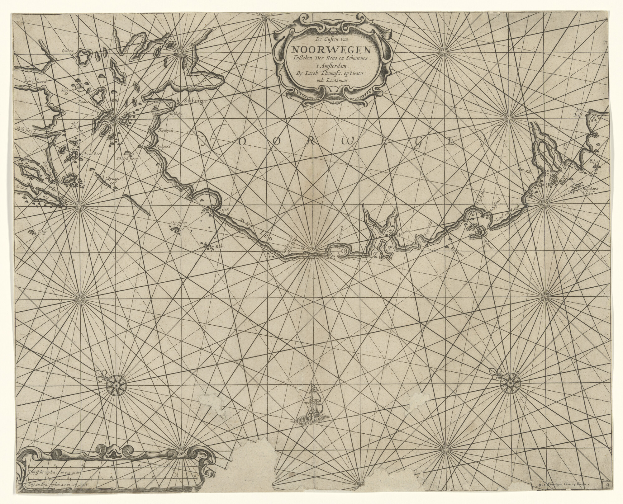 S.1072(02)07; Zeekaart van de kust van Noorwegen tussen De Neus en Schuitenes; zeekaart