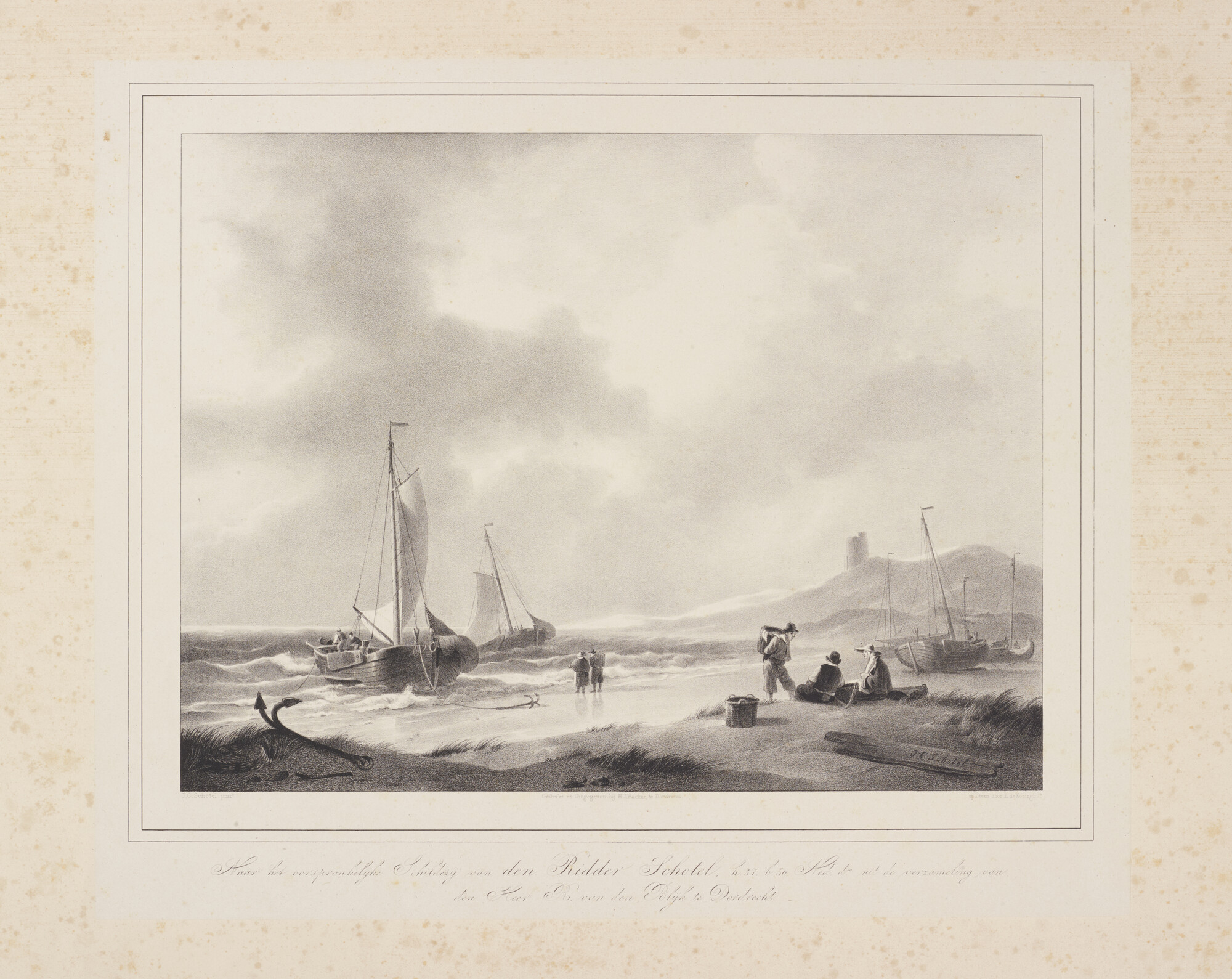 A.0357(03)1; Pinken op het strand; prent