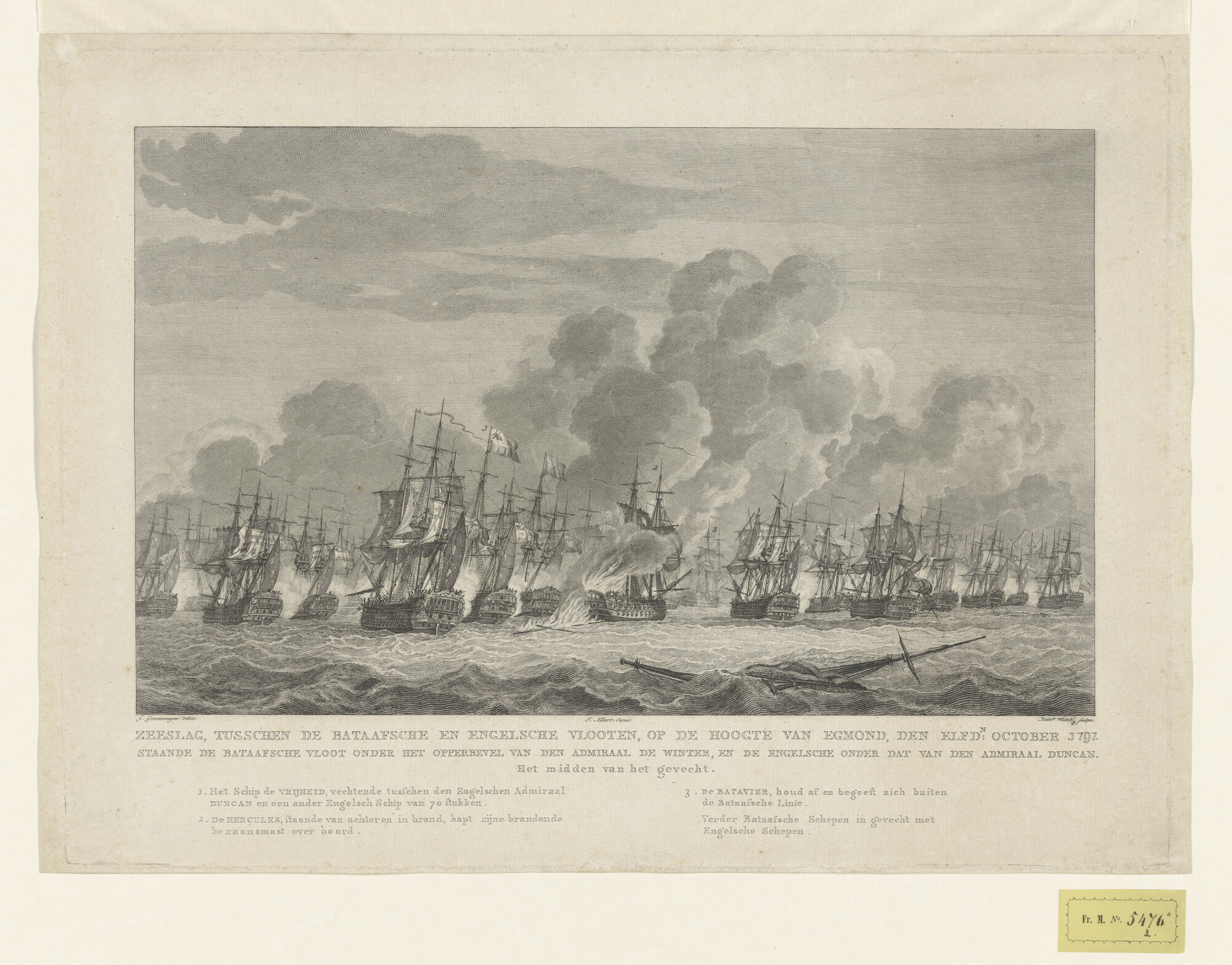 A.0303(04)2; De zeeslag bij Kamperduin, 11 oktober 1797; prent