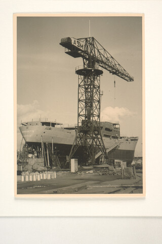 S.5219(12)0097; Het Franse (Laker) vrachtschip ms. "Marquette" voor de Cyprien Fabre Fraissinet te Marseilles; foto